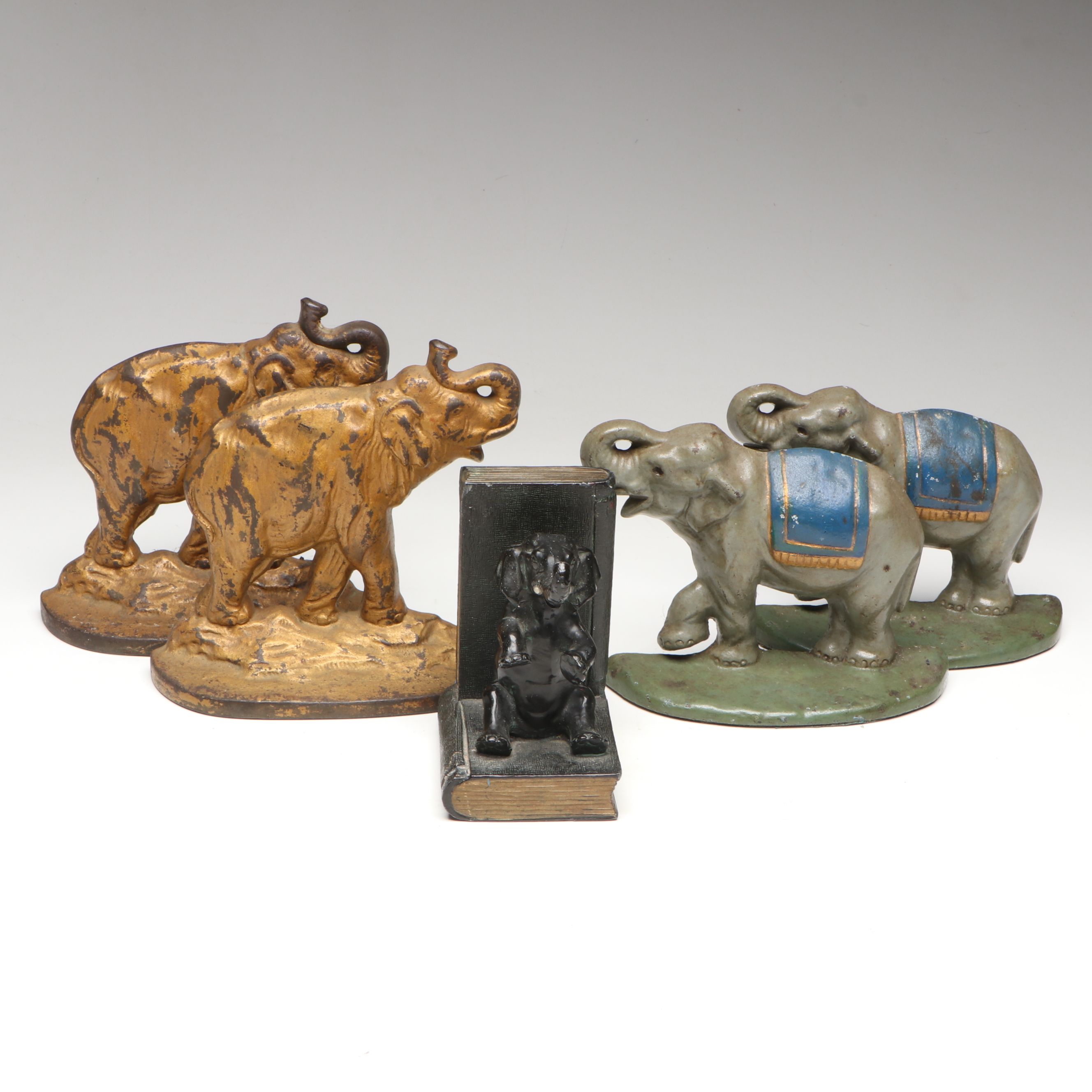 Connecticut Foundry and Other Vintage Cast Iron Elephant Bookends