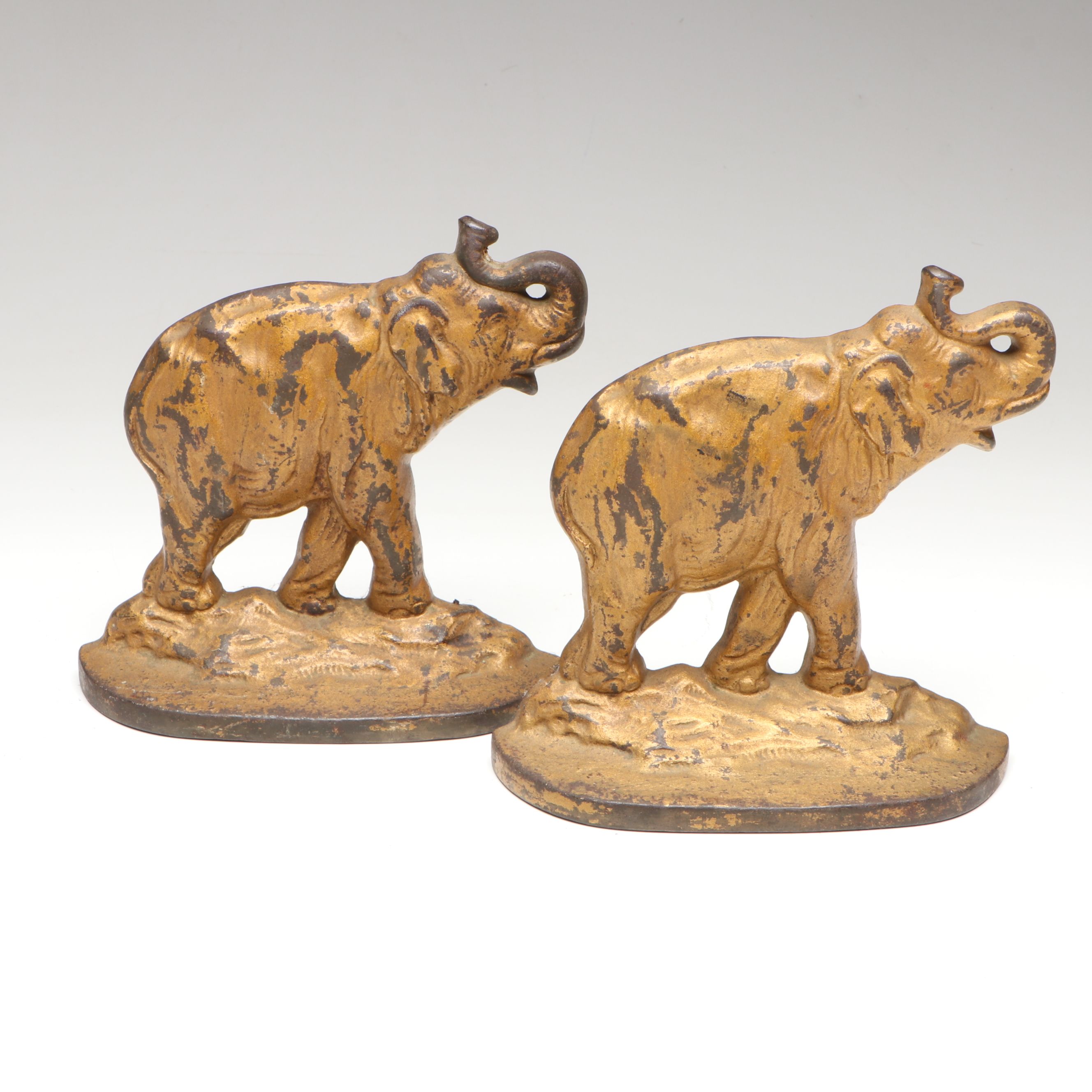 Connecticut Foundry and Other Vintage Cast Iron Elephant Bookends