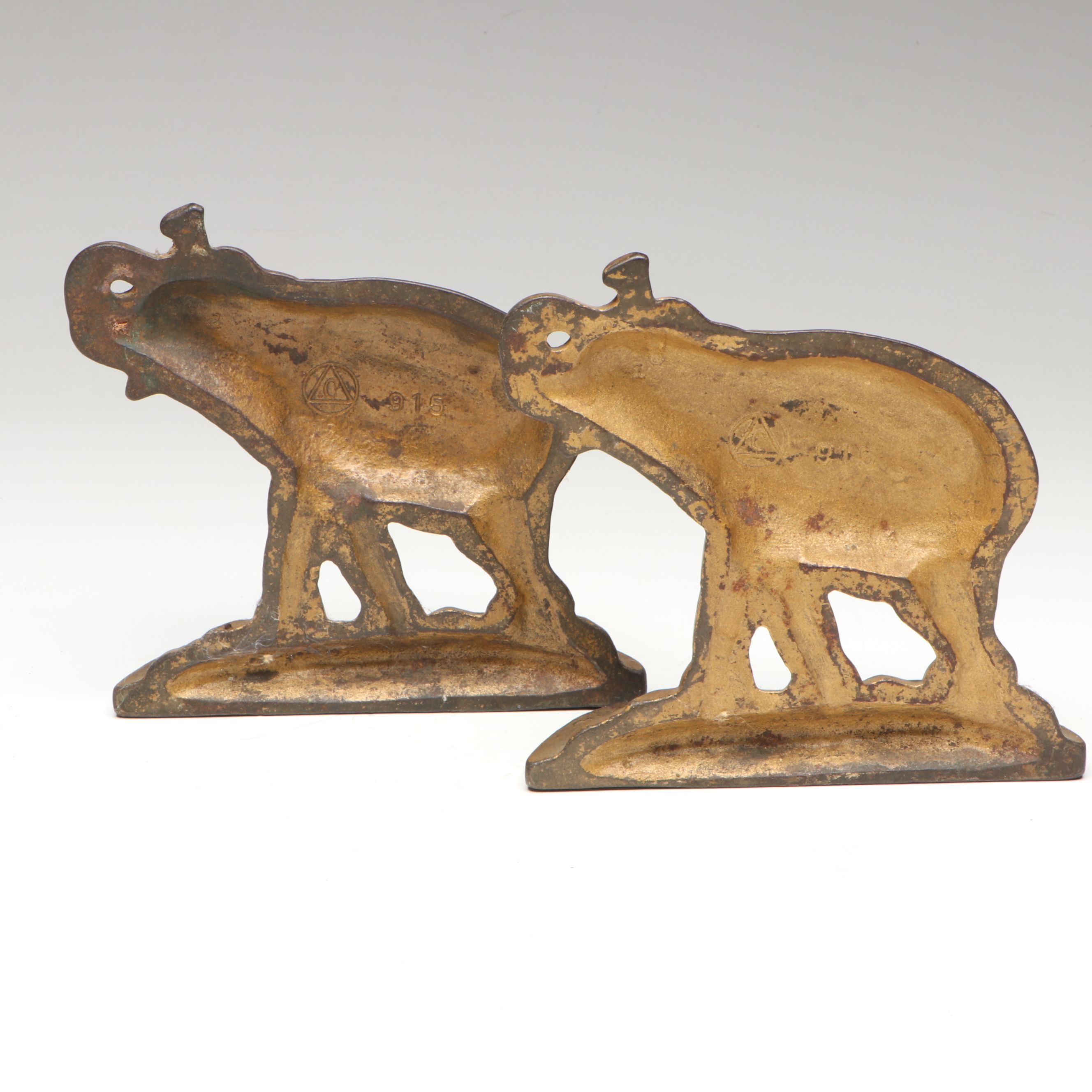 Connecticut Foundry and Other Vintage Cast Iron Elephant Bookends