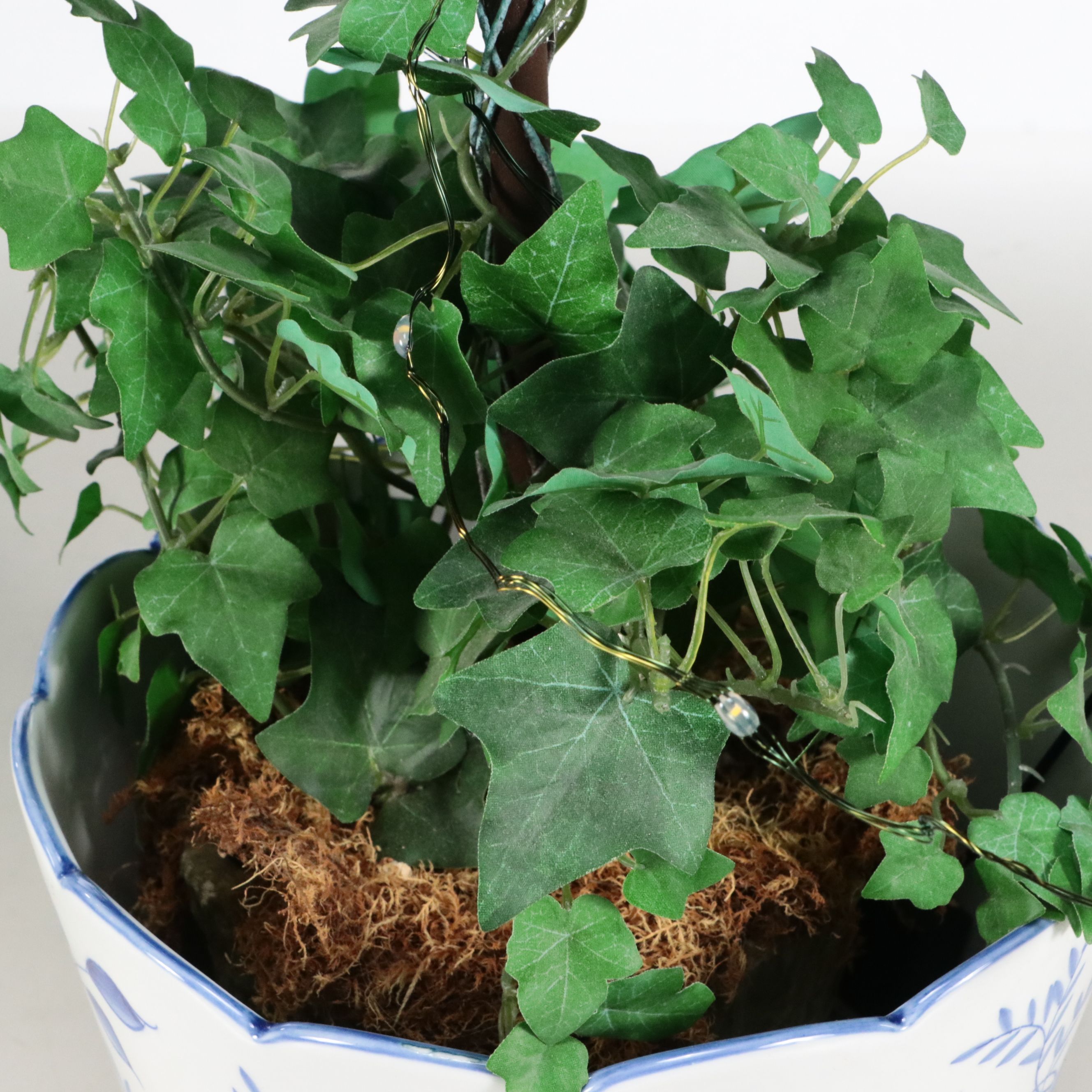 Pair of Artificial Ivy Topiaries in Andrea by Sadek Porcelain Planters