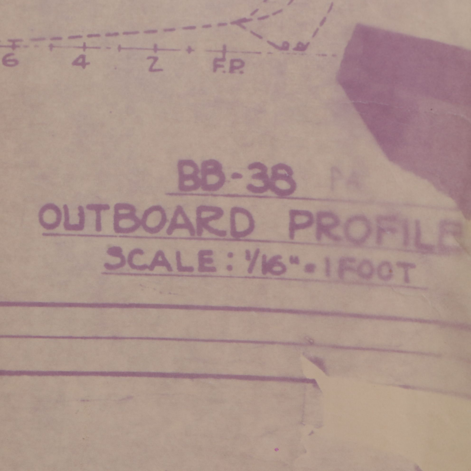 The Floating Drydock BB-38 Ship's Blueprint of Inboard & Outboard Profiles