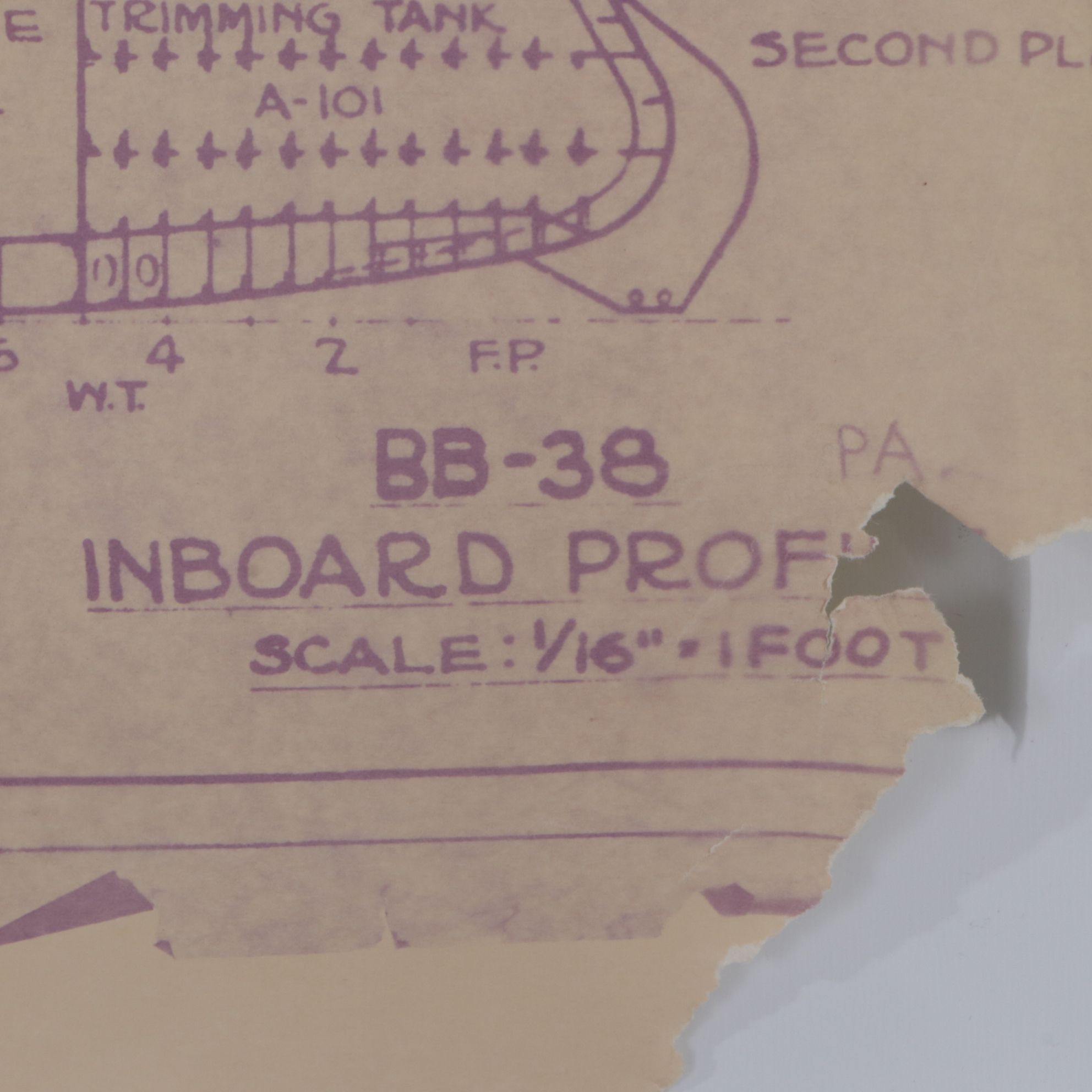The Floating Drydock BB-38 Ship's Blueprint of Inboard & Outboard Profiles