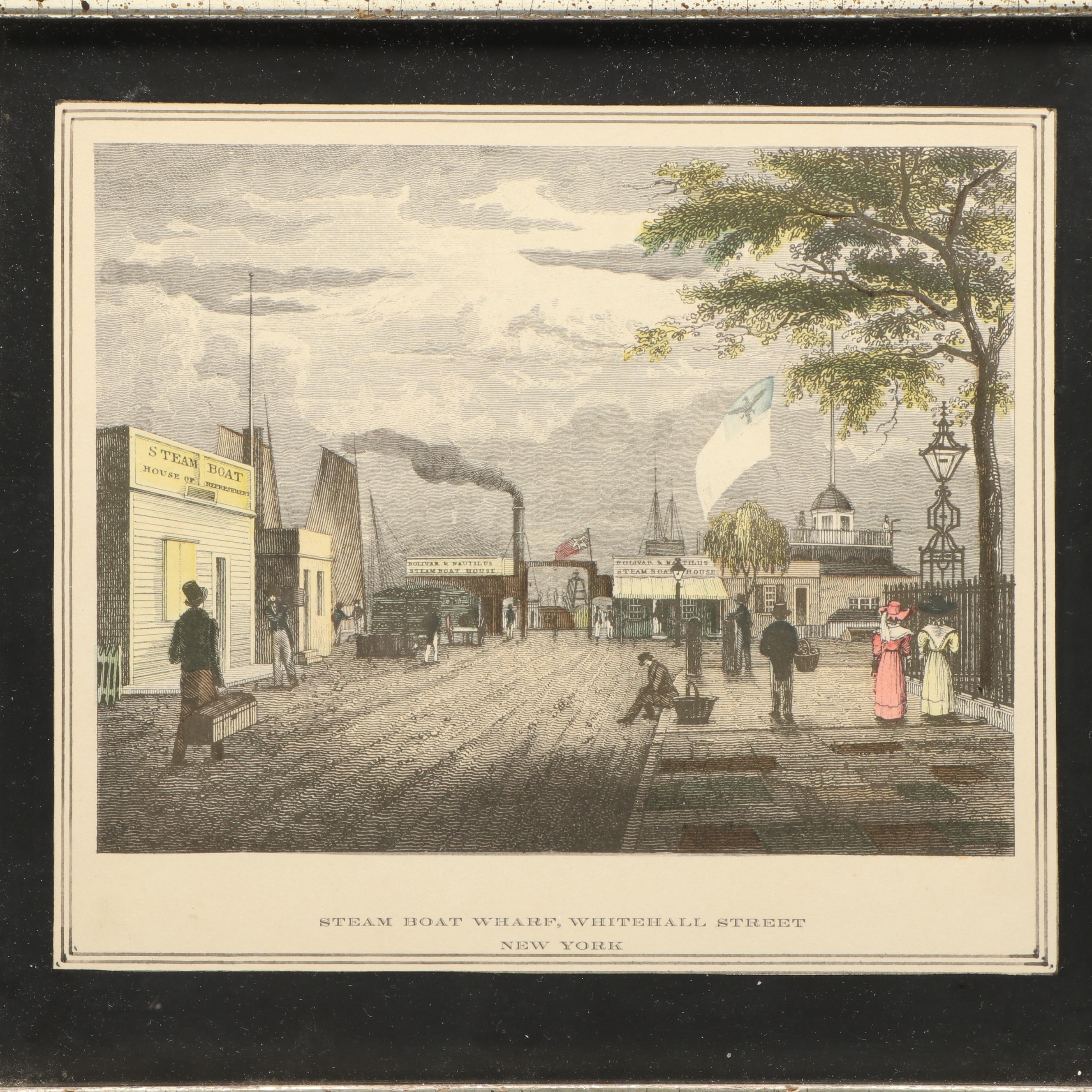 Pair of Hand-Colored Engravings Featuring Historic New York Sites, Mid-19th C.