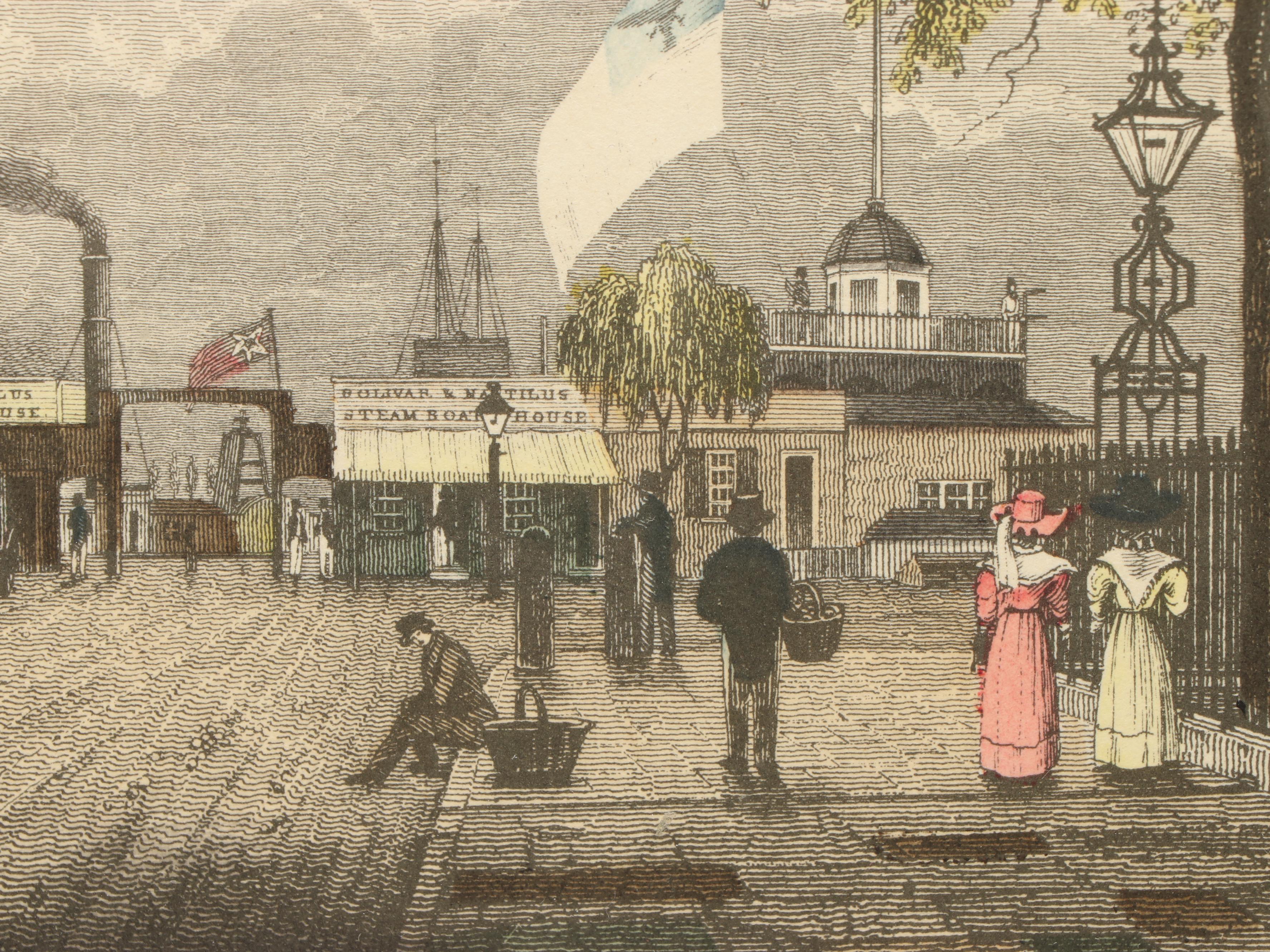 Pair of Hand-Colored Engravings Featuring Historic New York Sites, Mid-19th C.