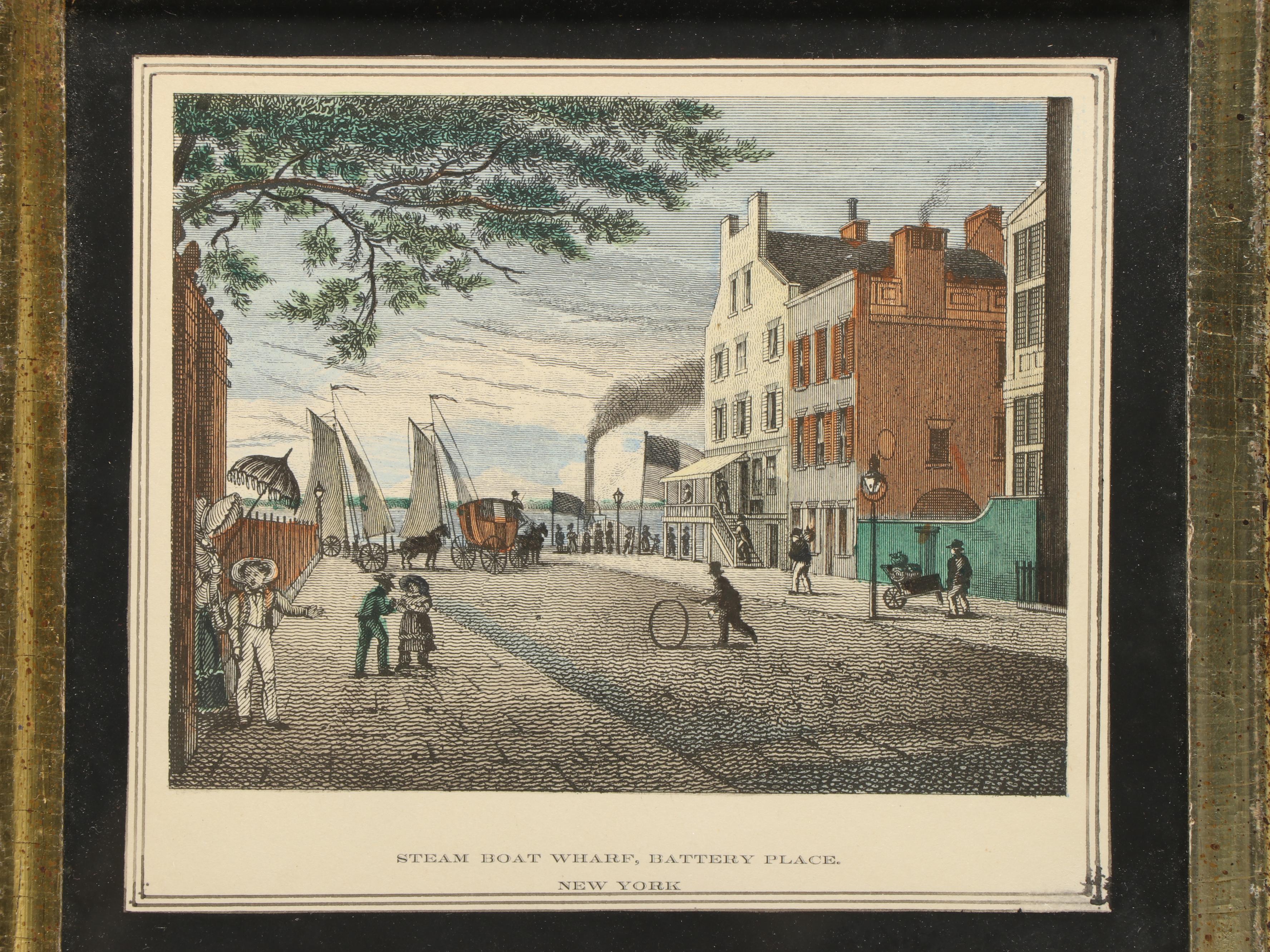 Pair of Hand-Colored Engravings Featuring Historic New York Sites, Mid-19th C.