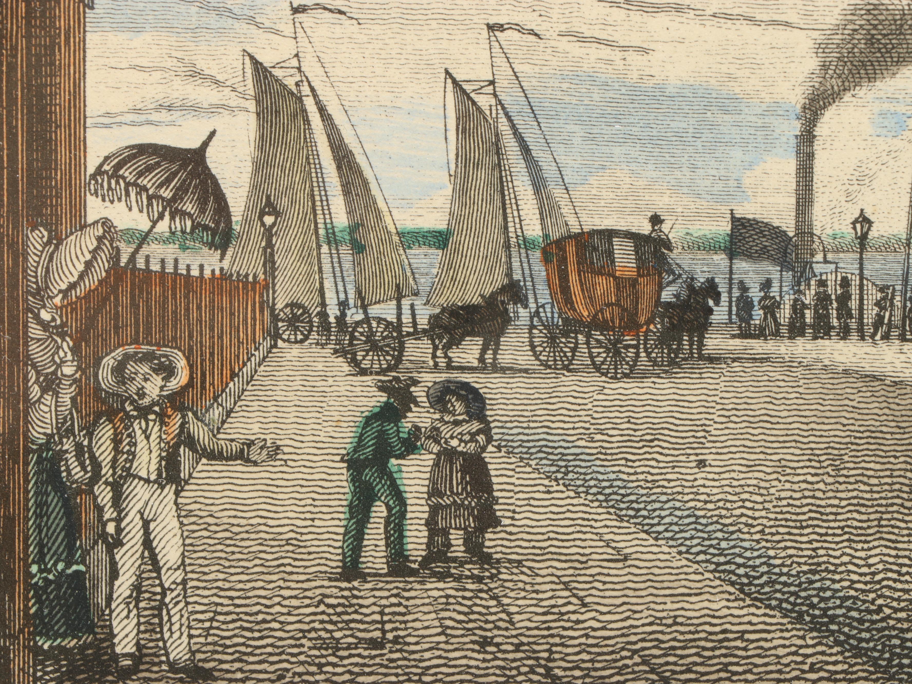 Pair of Hand-Colored Engravings Featuring Historic New York Sites, Mid-19th C.