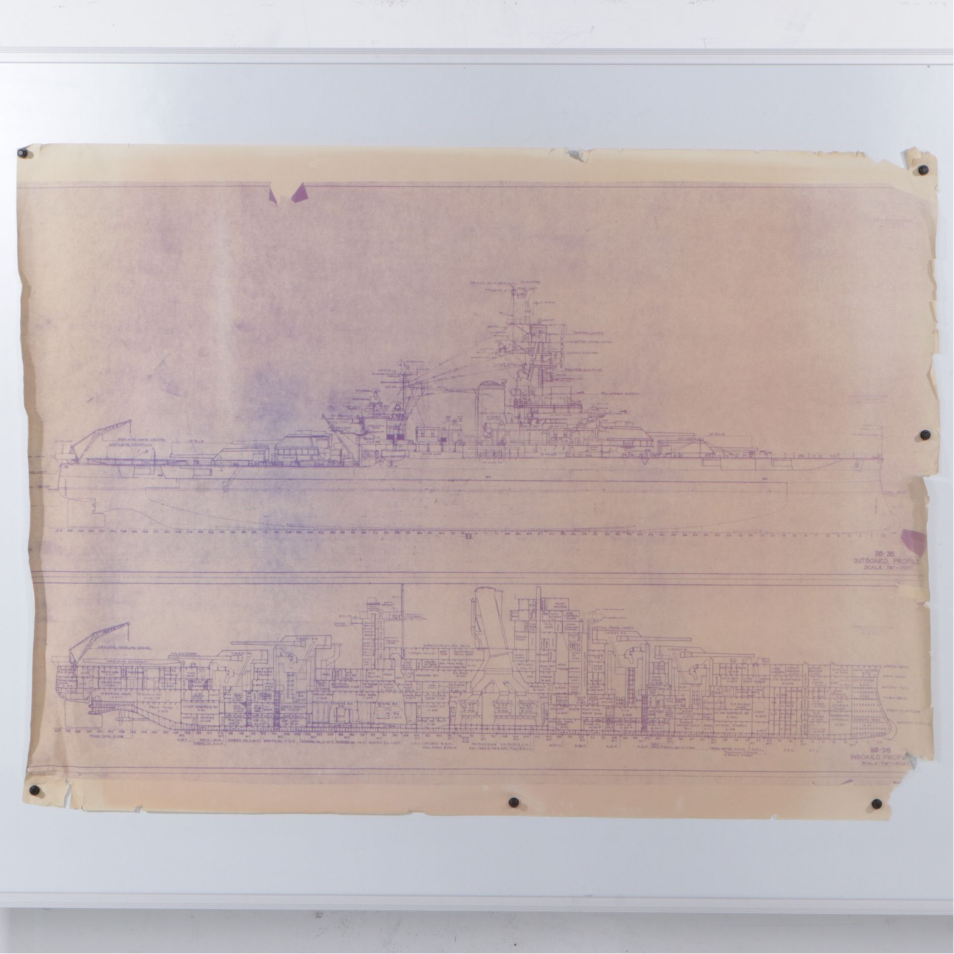 The Floating Drydock BB-38 Ship's Blueprint of Inboard & Outboard Profiles