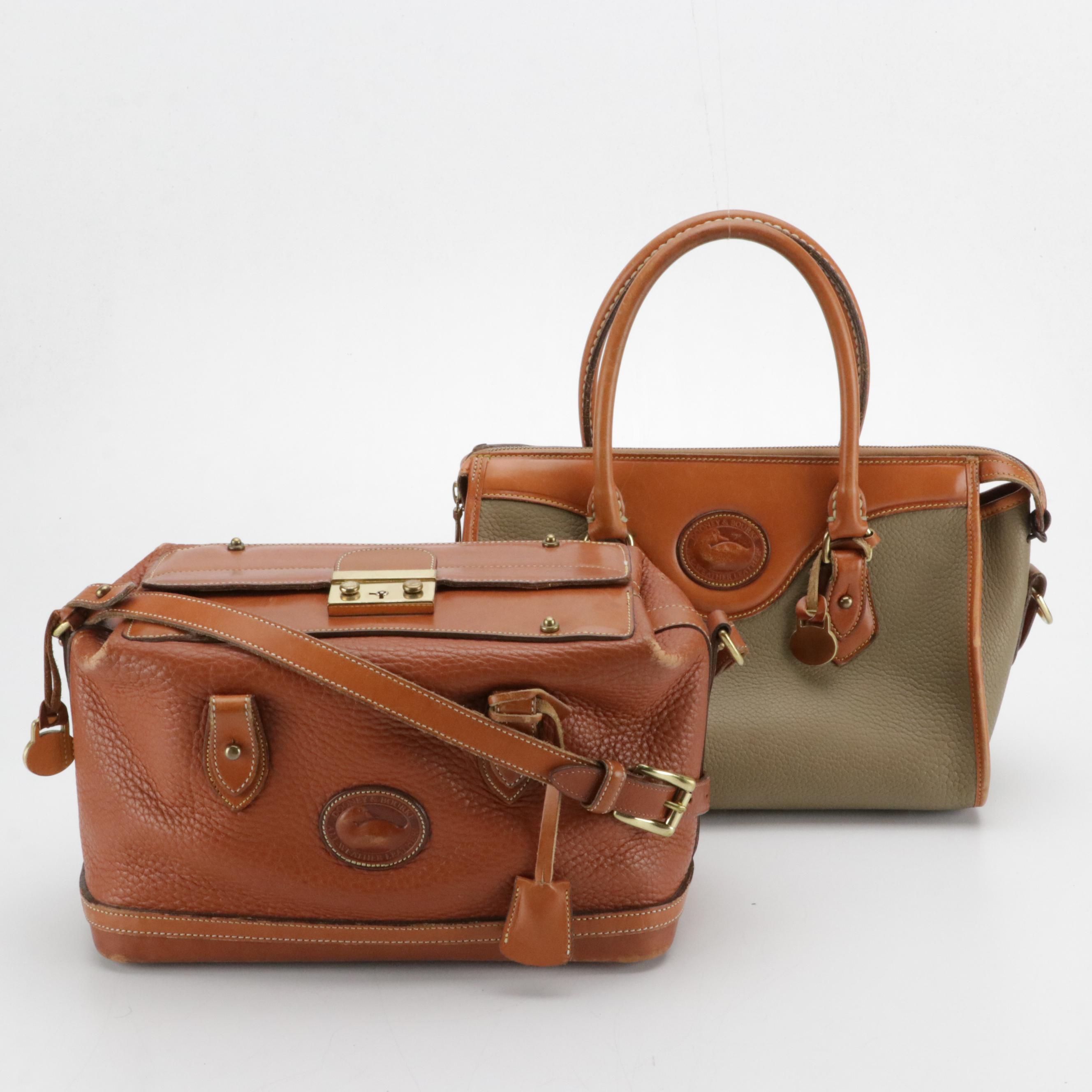 Dooney & Bourke AWL British Tan R03 Doctor Bag and R729 Taupe Satchel, USA
