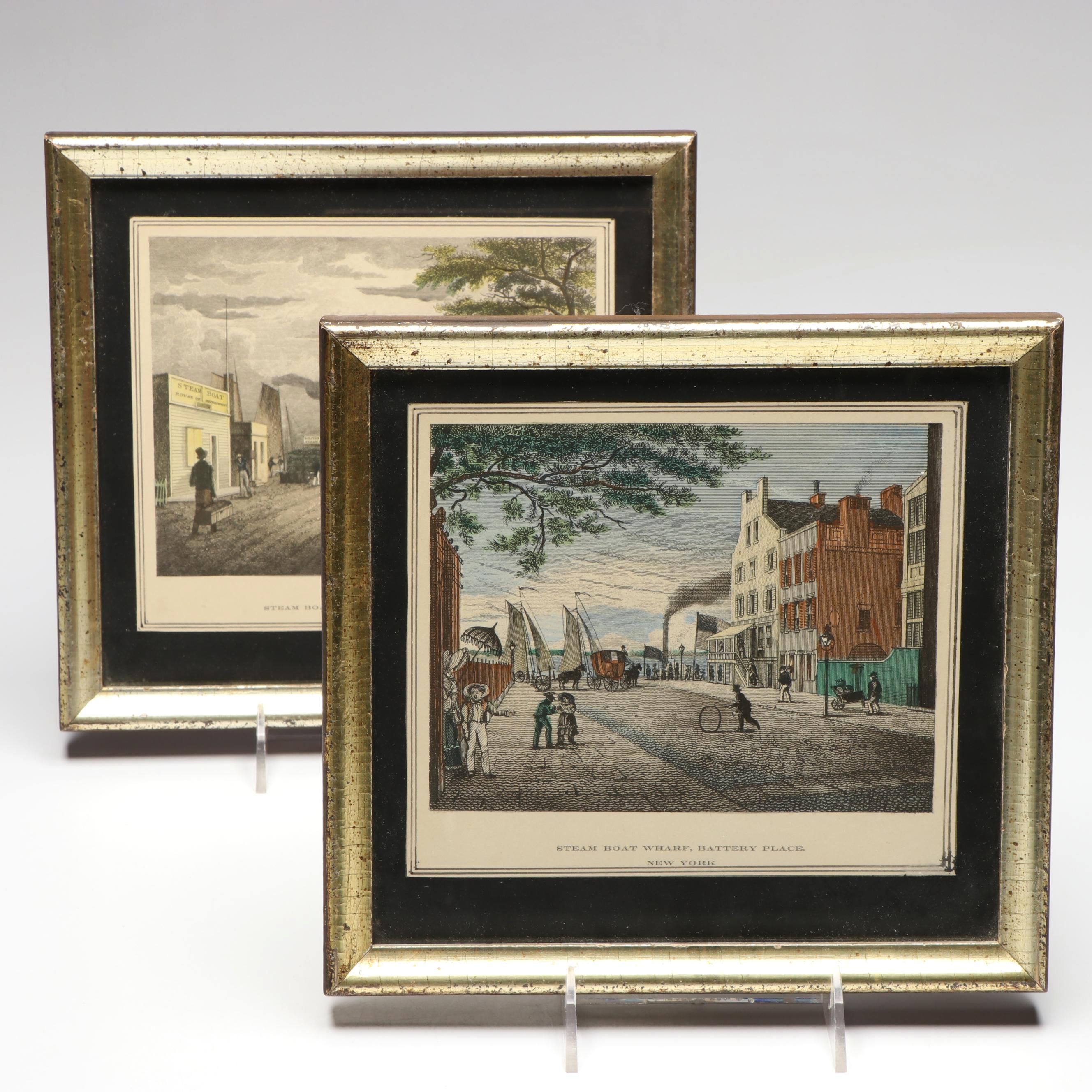 Pair of Hand-Colored Engravings Featuring Historic New York Sites, Mid-19th C.