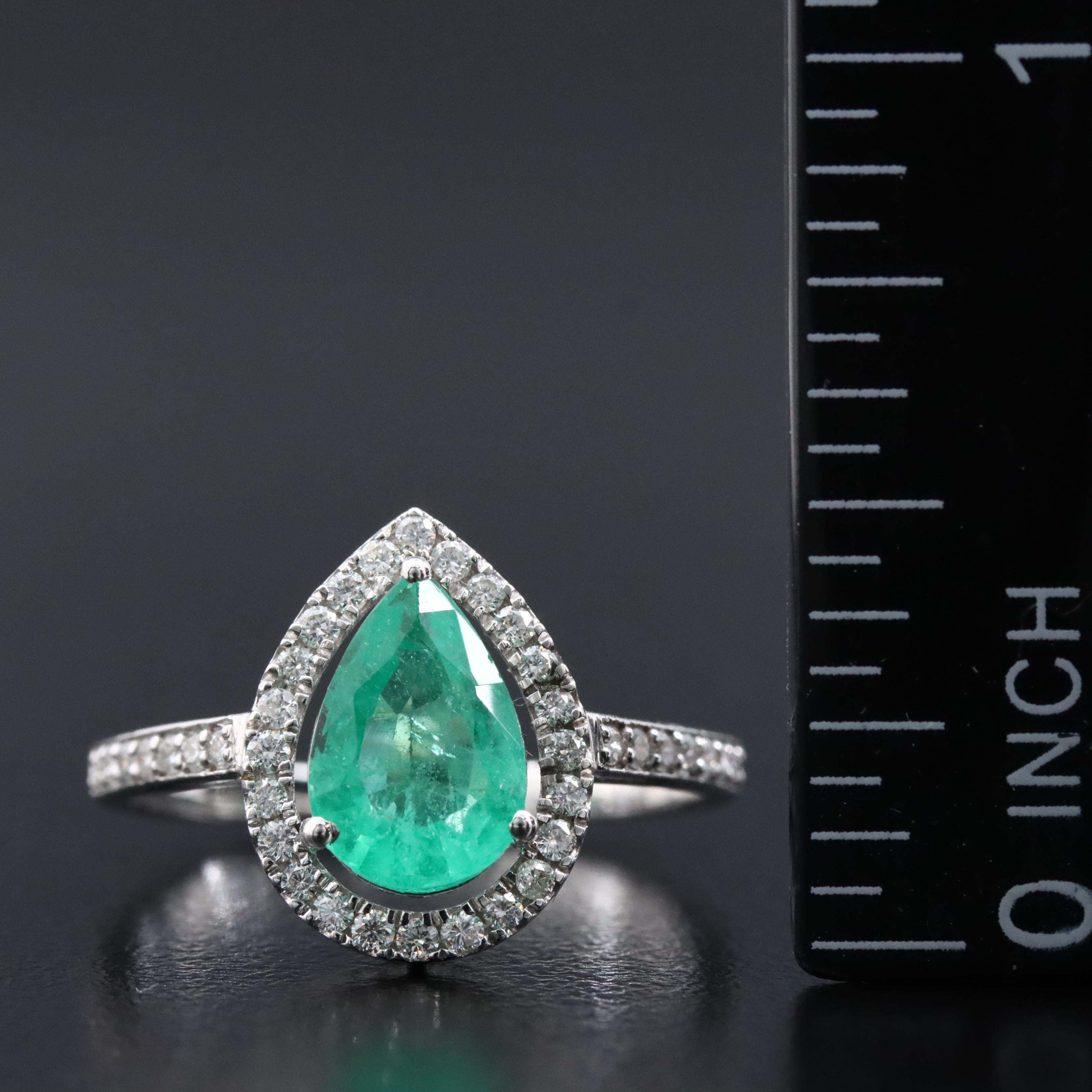 18K 1.29 CT Emerald and Diamond Ring