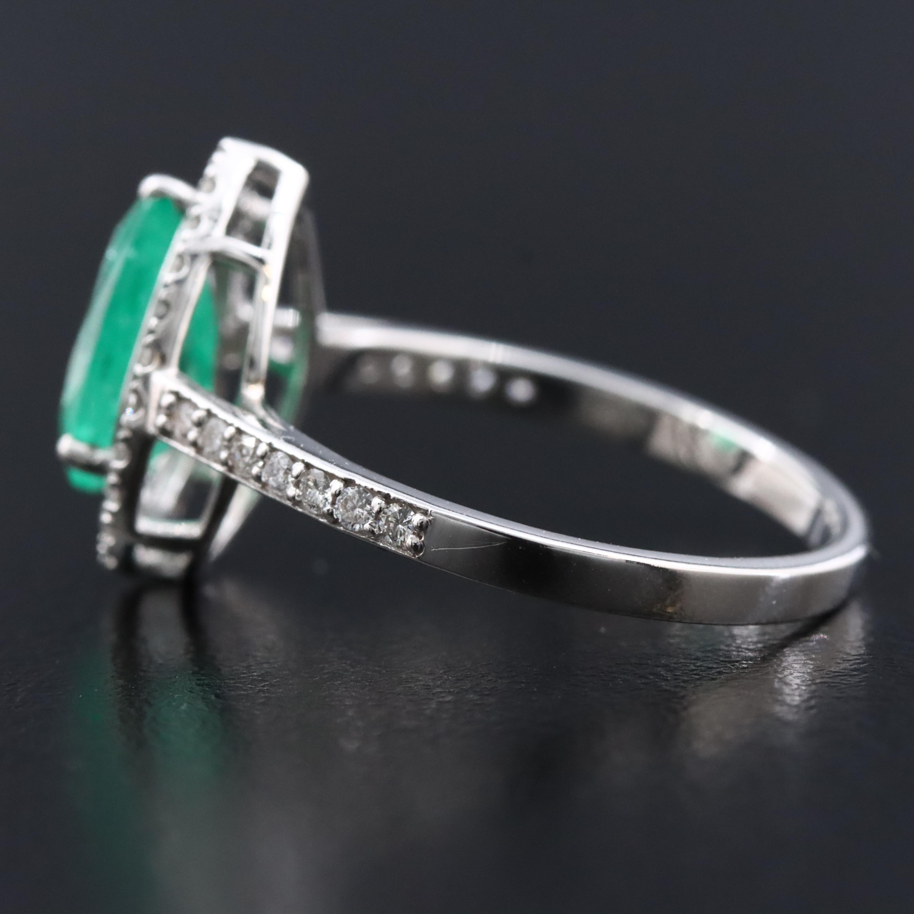 18K 1.29 CT Emerald and Diamond Ring