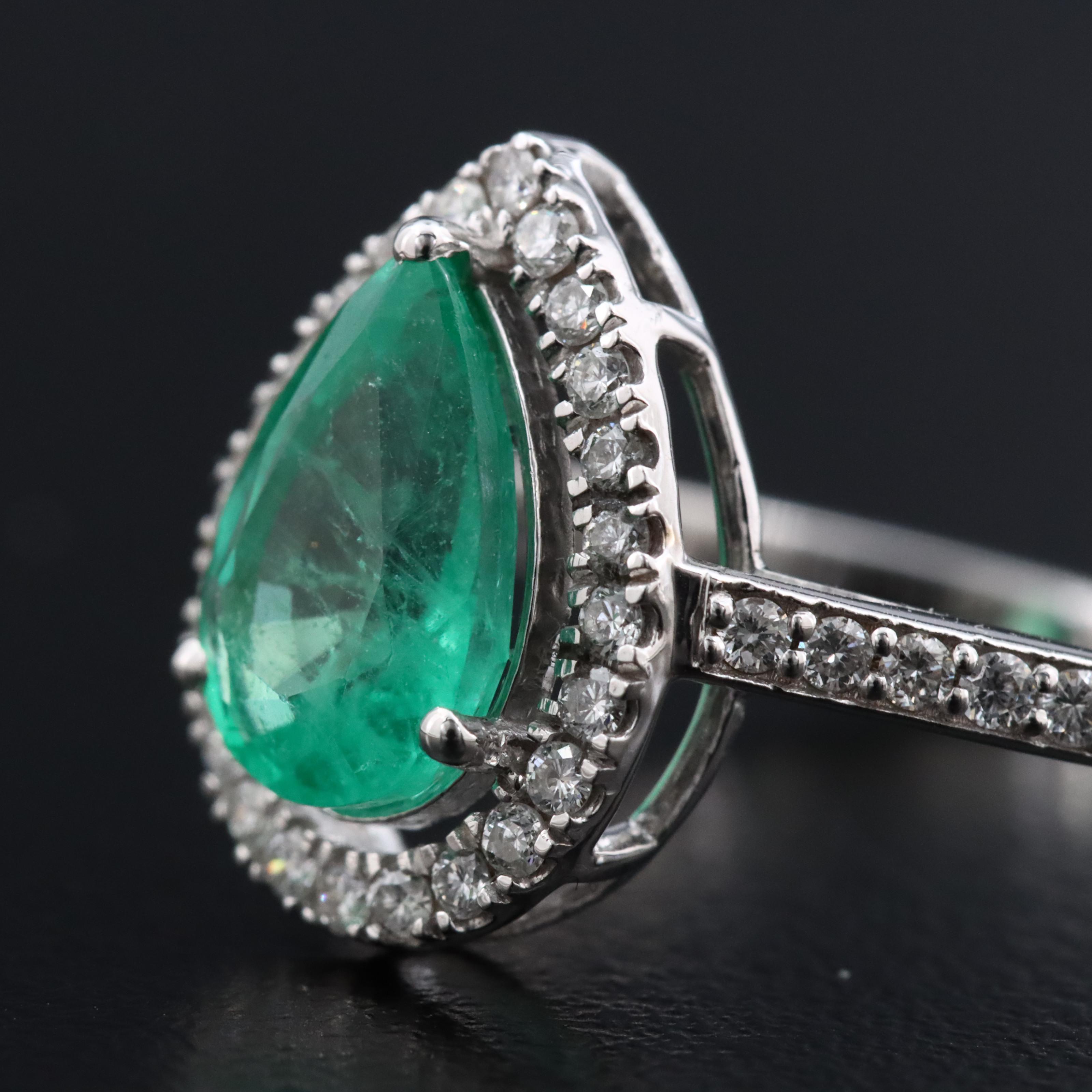 18K 1.29 CT Emerald and Diamond Ring