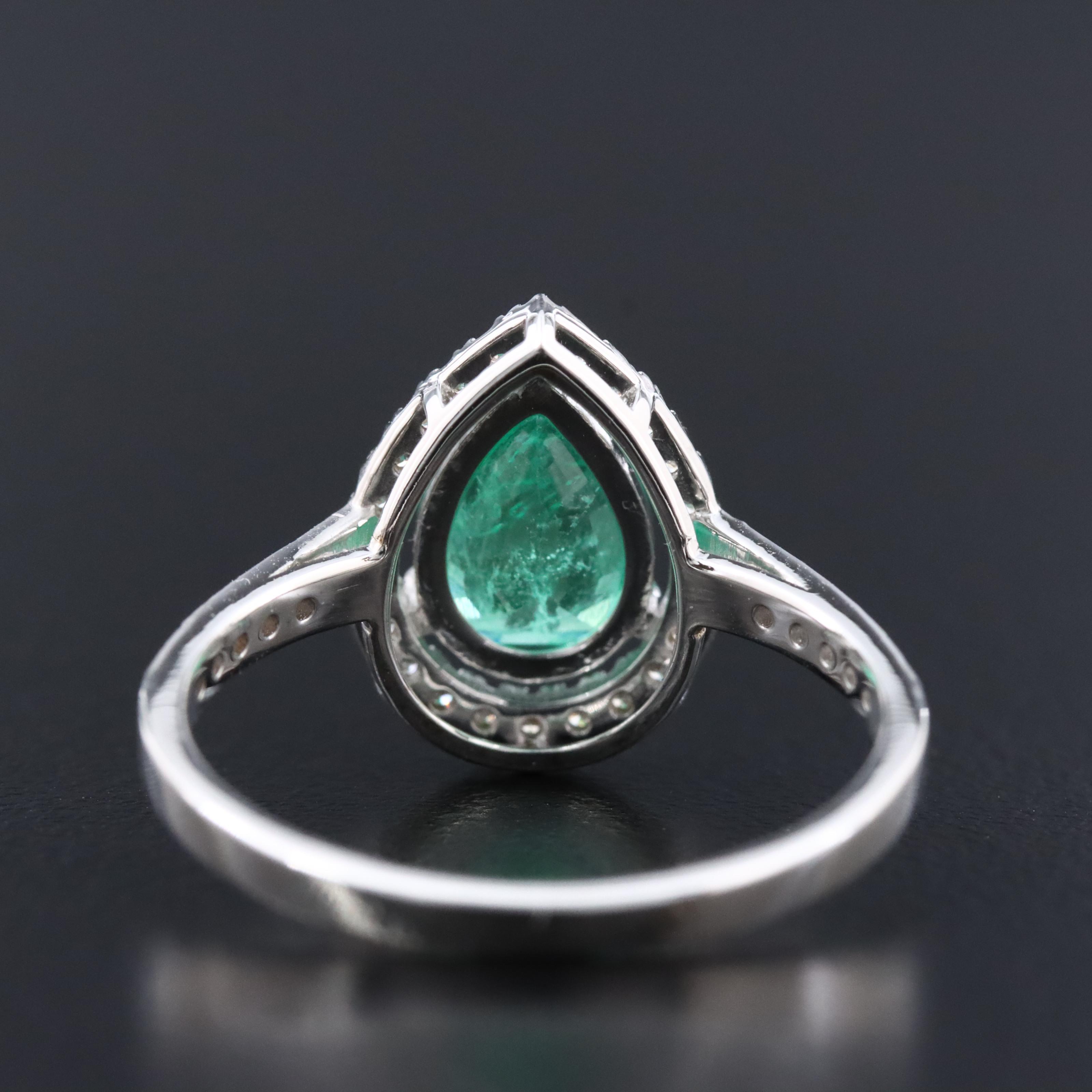 18K 1.29 CT Emerald and Diamond Ring