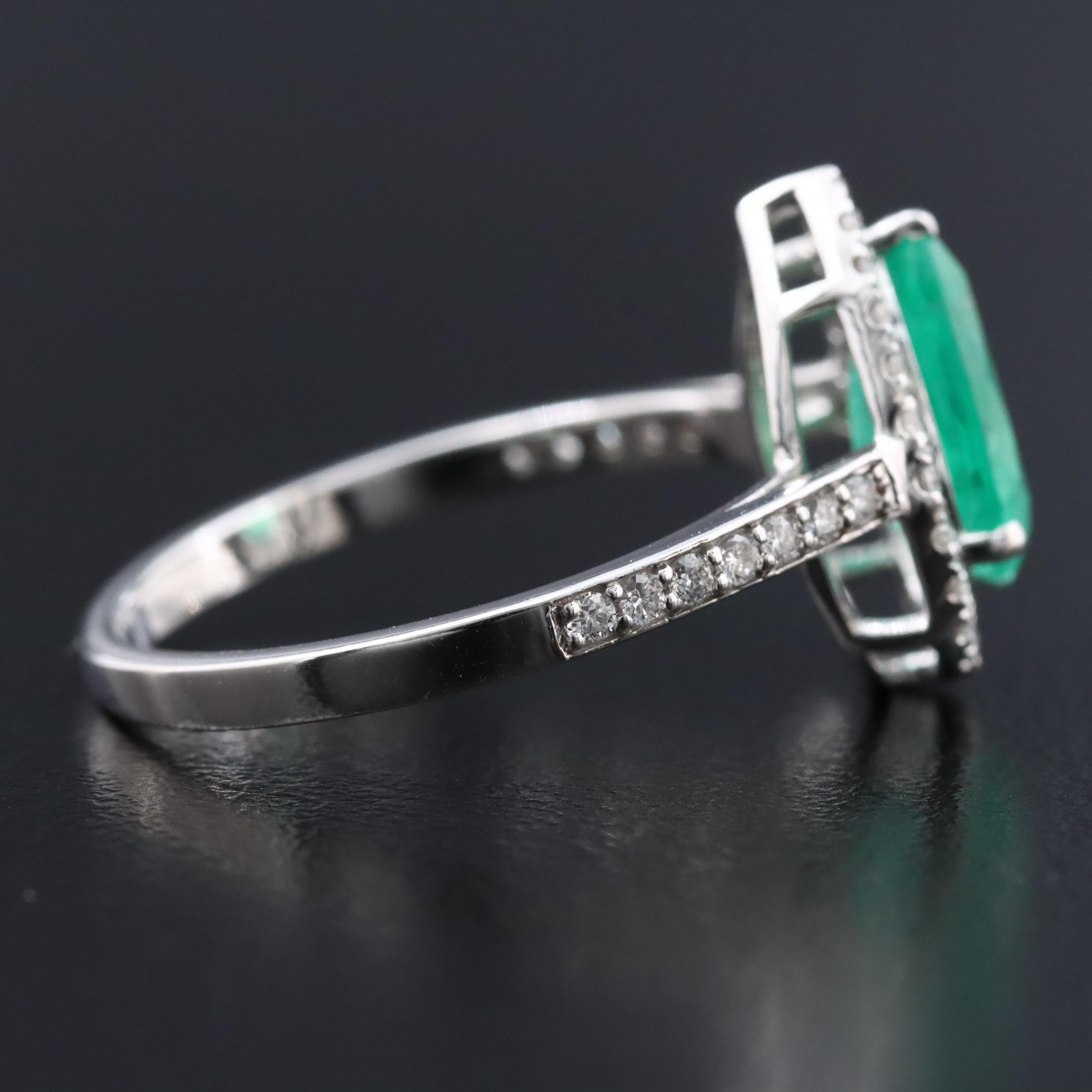 18K 1.29 CT Emerald and Diamond Ring