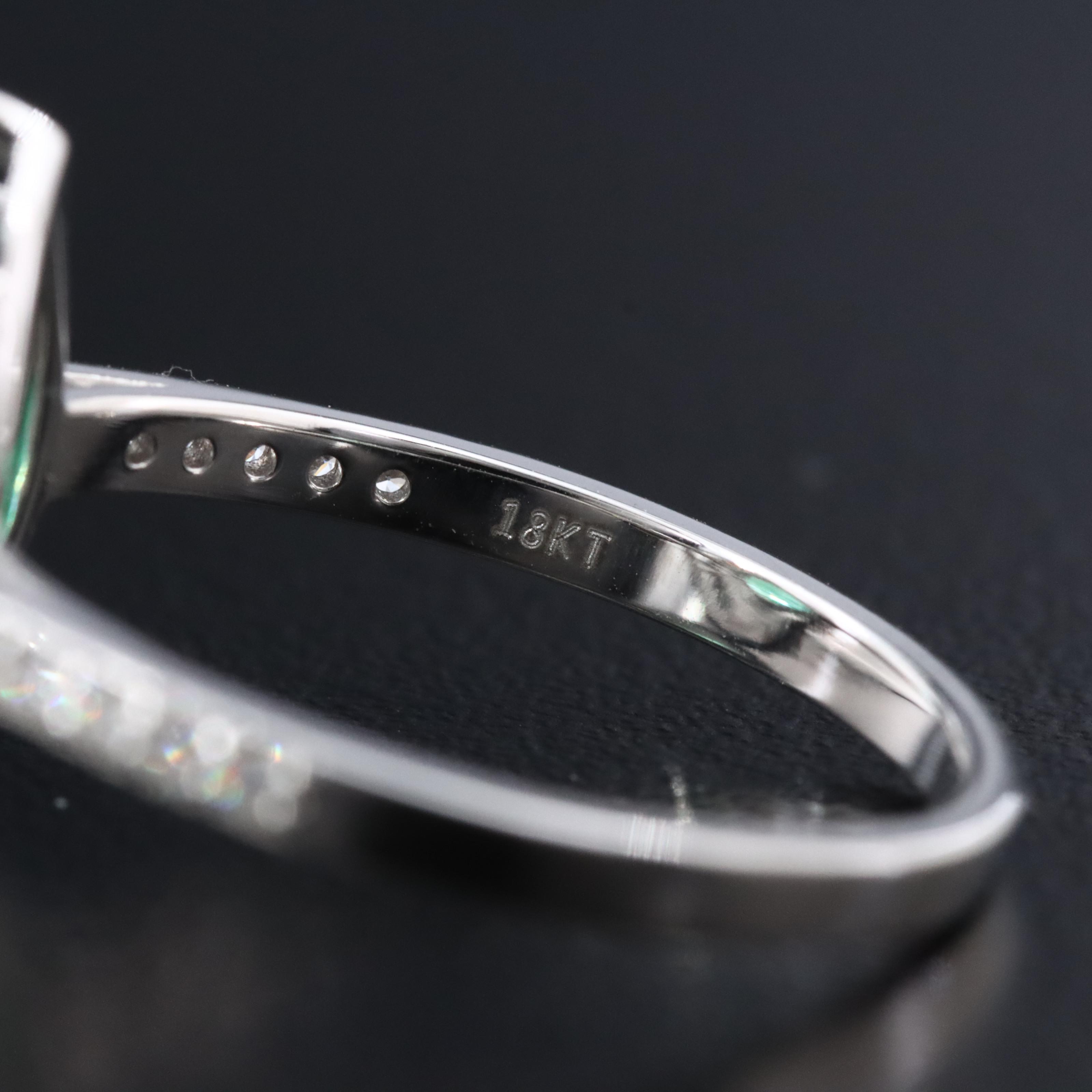 18K 1.29 CT Emerald and Diamond Ring