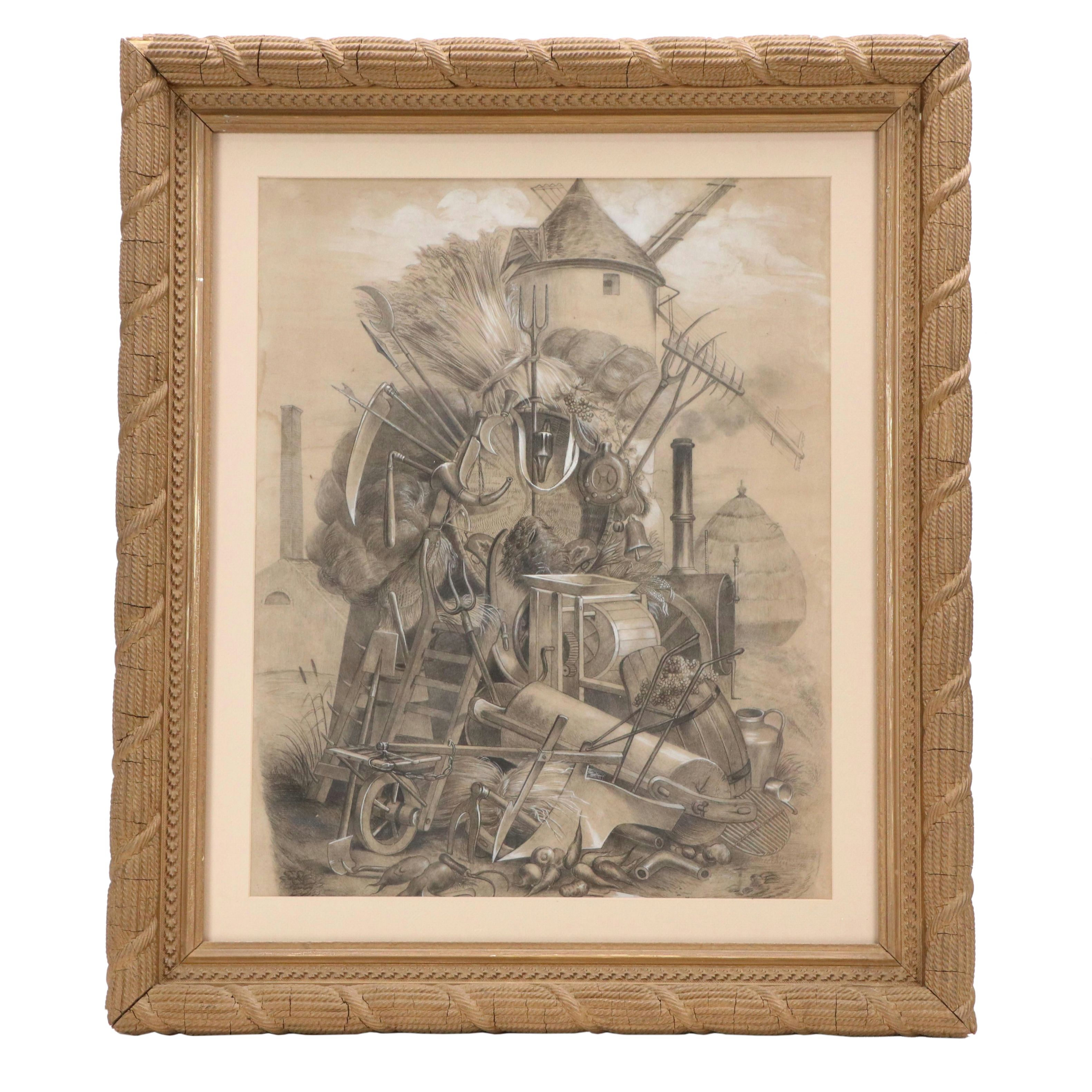 French School Drawing After Victor Vincent Adam "Trophées Agriculture"