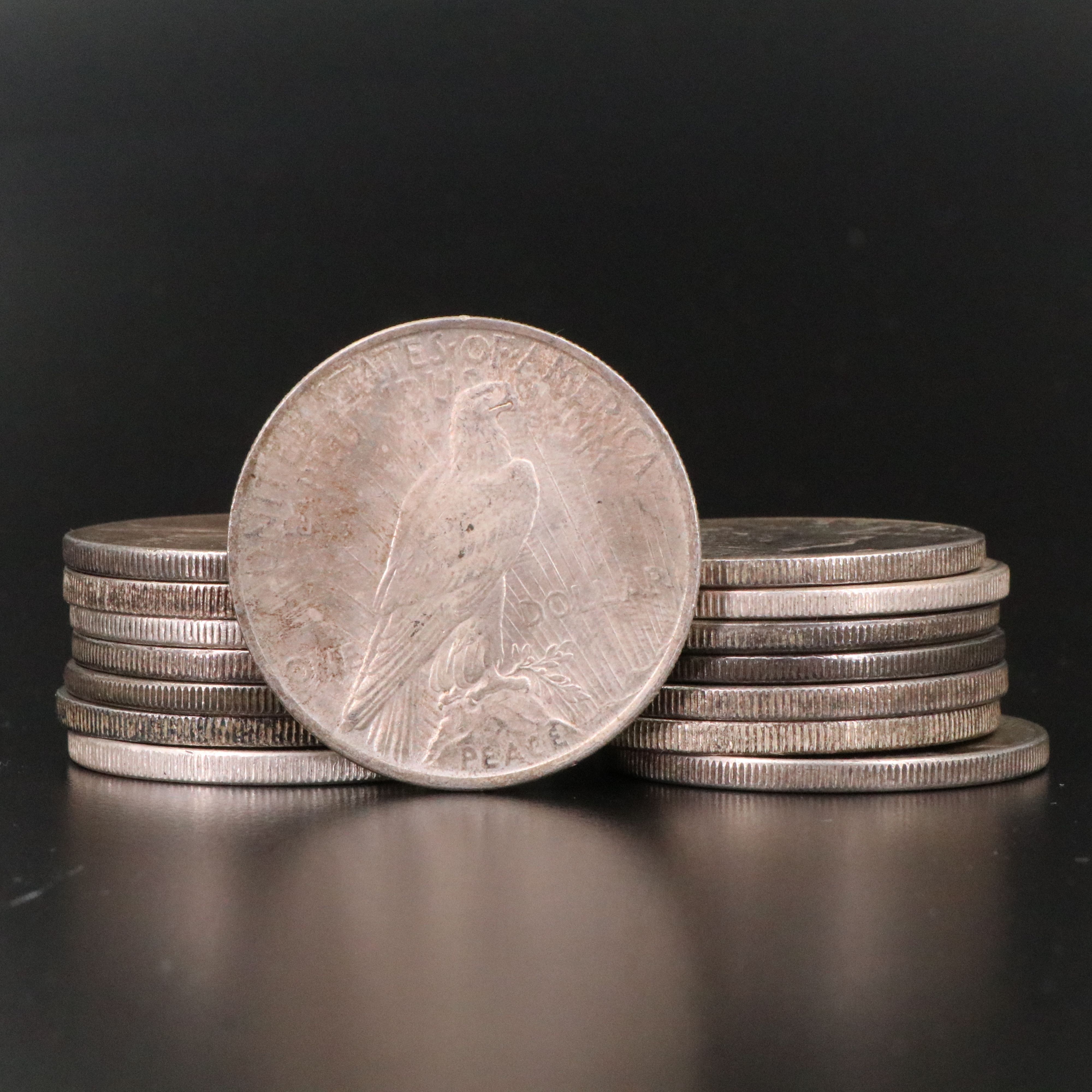 Sixteen Peace Silver Dollars, 1922 to 1935