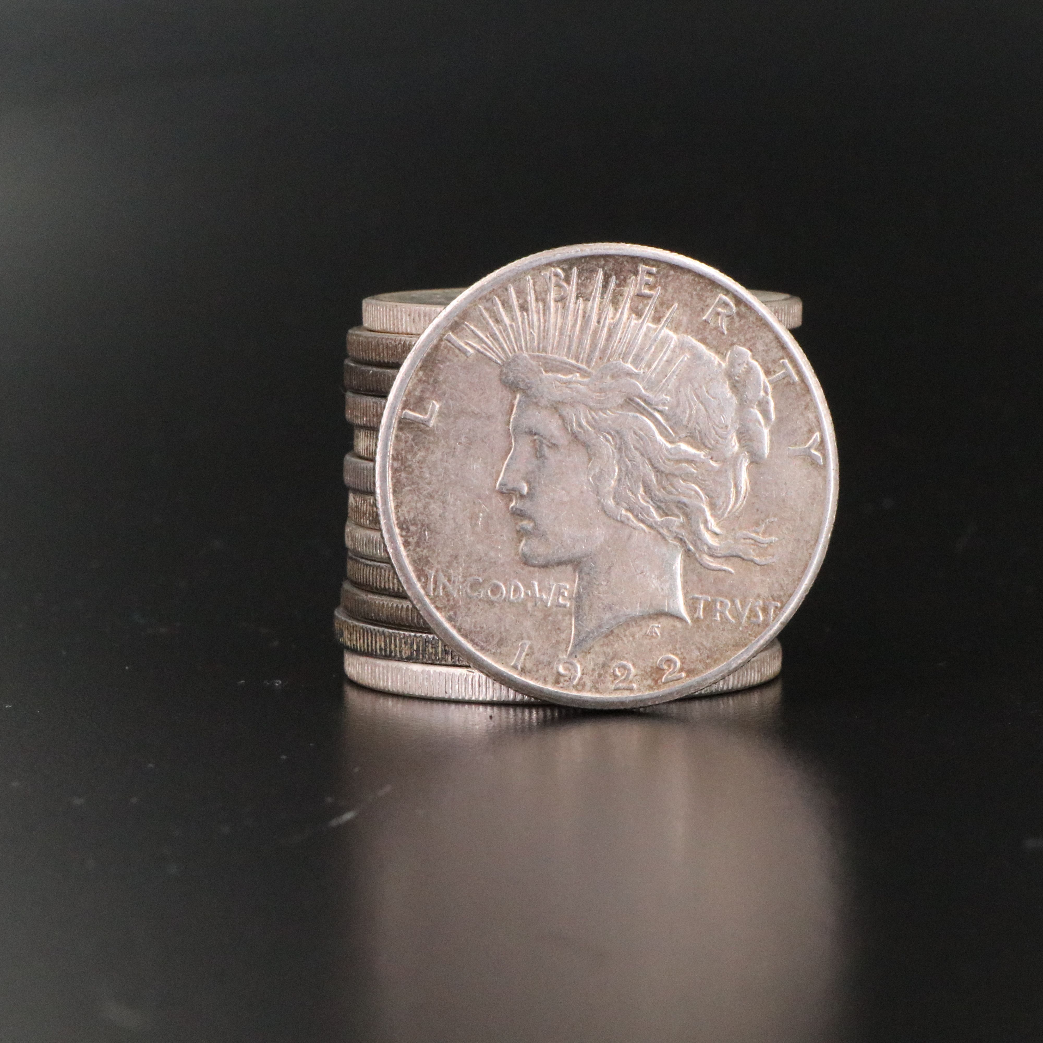 Sixteen Peace Silver Dollars, 1922 to 1935