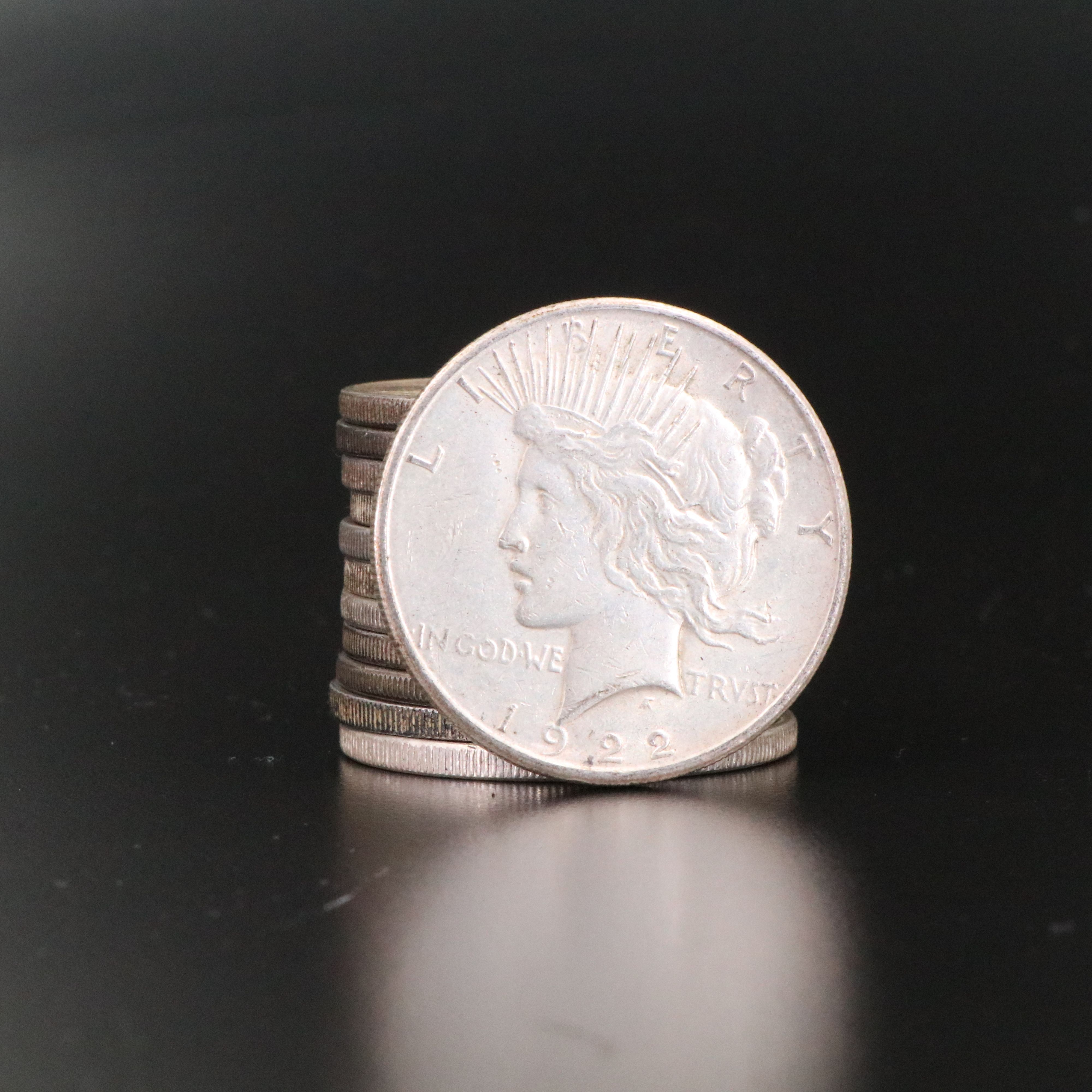 Sixteen Peace Silver Dollars, 1922 to 1935