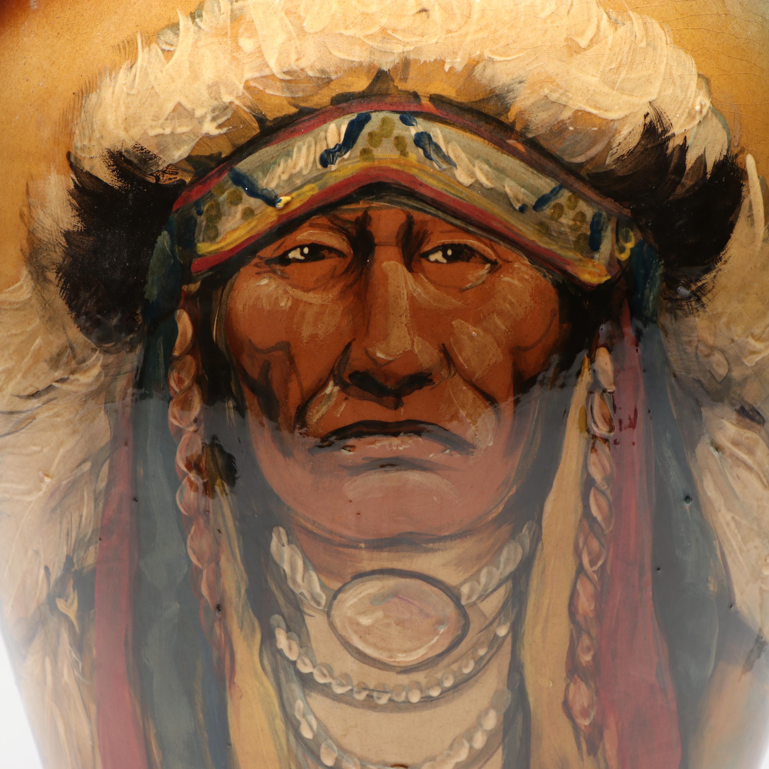 Rick Wisecarver Hand-Painted Art Pottery Portrait Vase