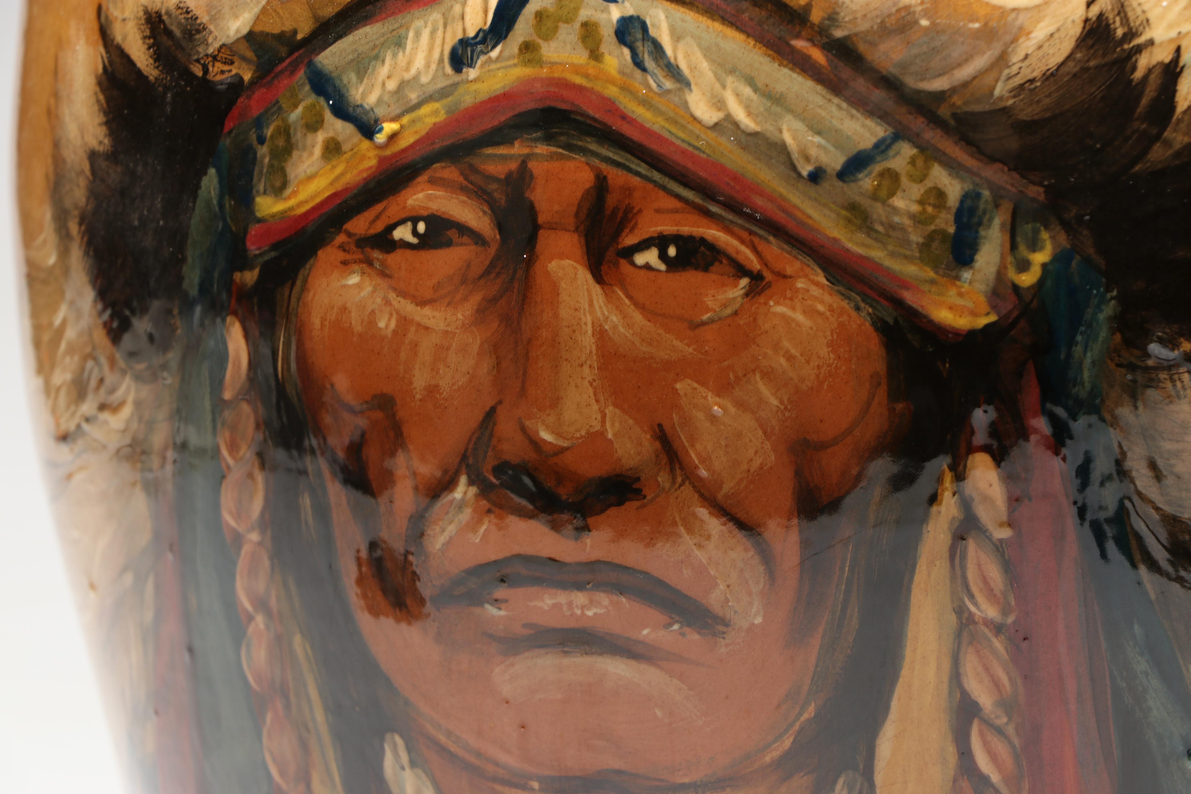 Rick Wisecarver Hand-Painted Art Pottery Portrait Vase