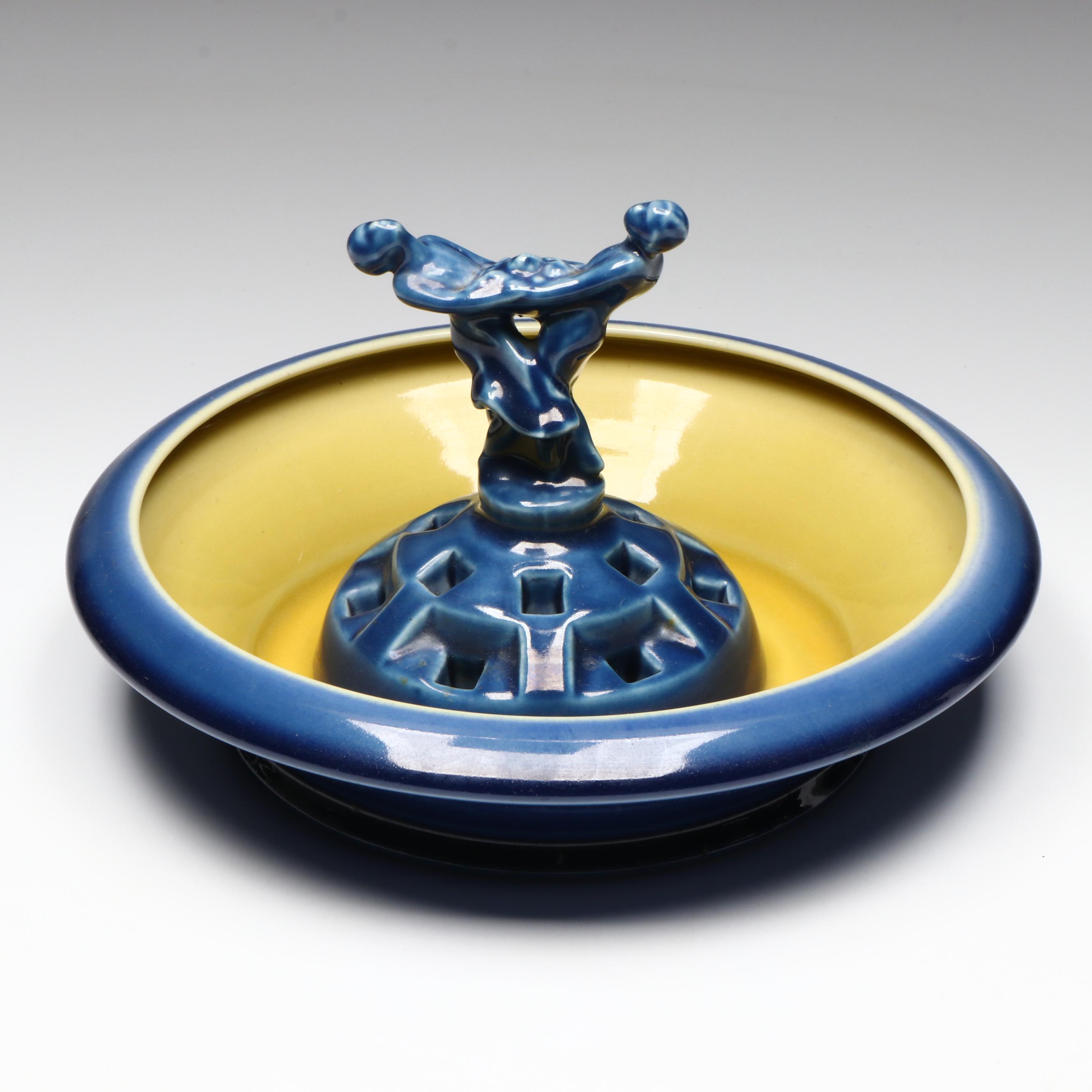 Rookwood Pottery Art Deco Couple Flower Frog and Low Bowl, 1921 & 1922