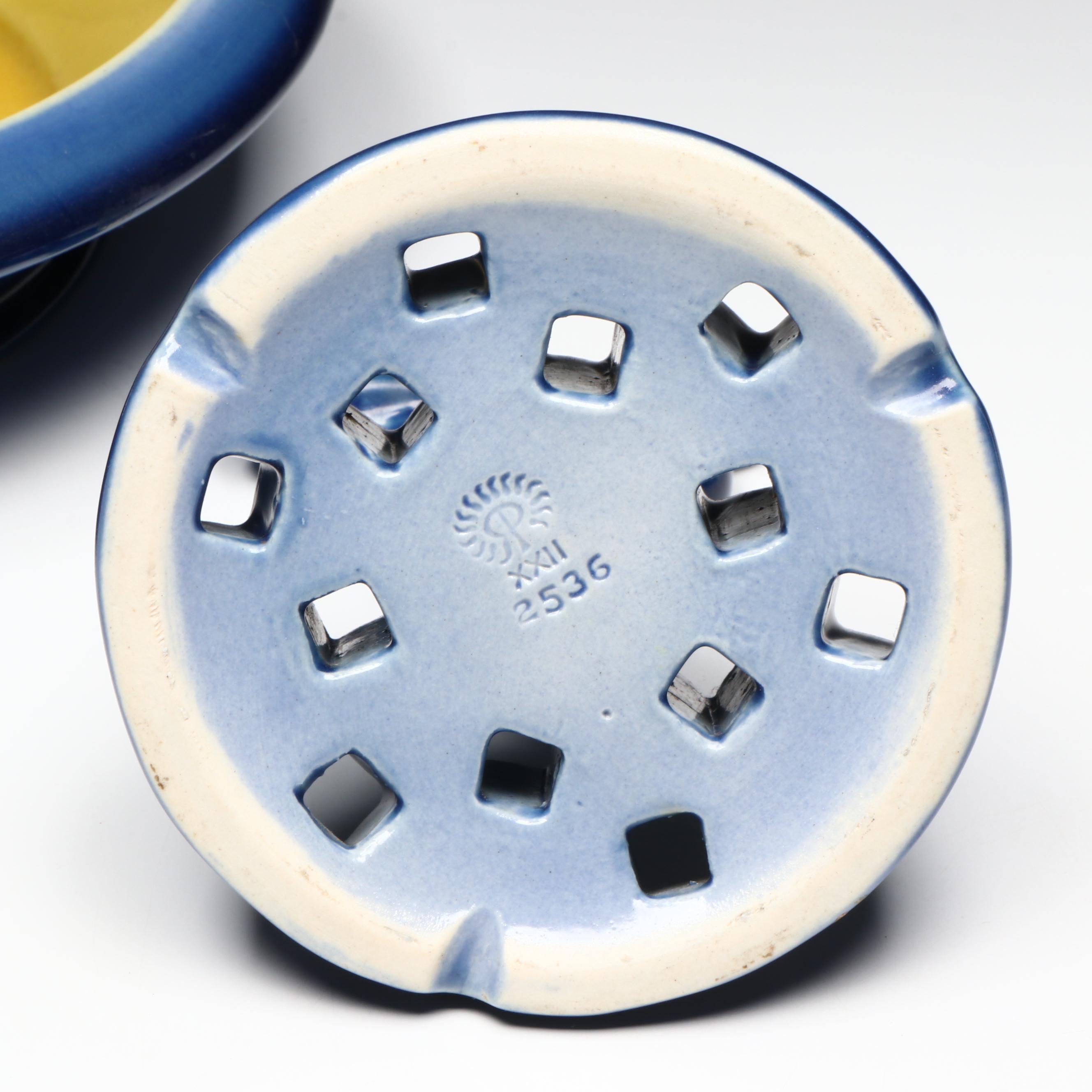 Rookwood Pottery Art Deco Couple Flower Frog and Low Bowl, 1921 & 1922