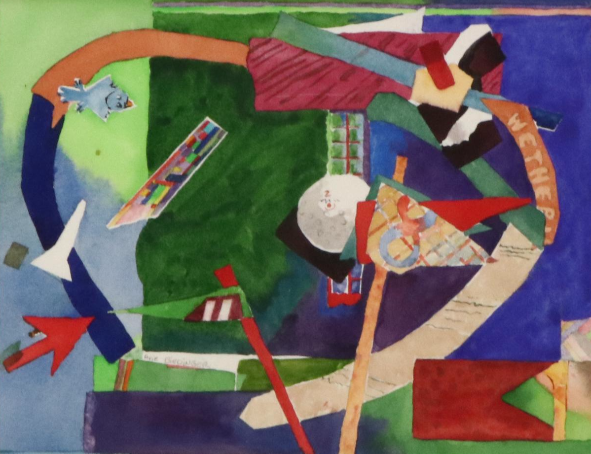 Avie Biedinger Abstract Watercolor Composition, Late 20th Century