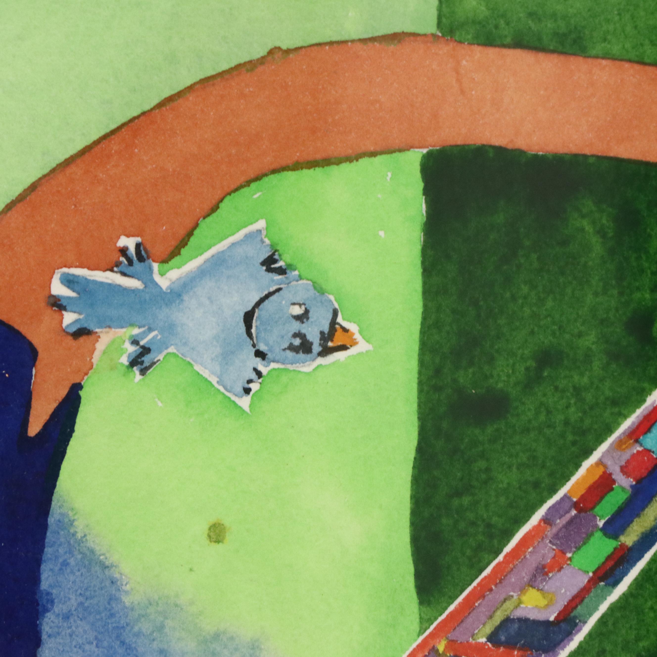 Avie Biedinger Abstract Watercolor Composition, Late 20th Century