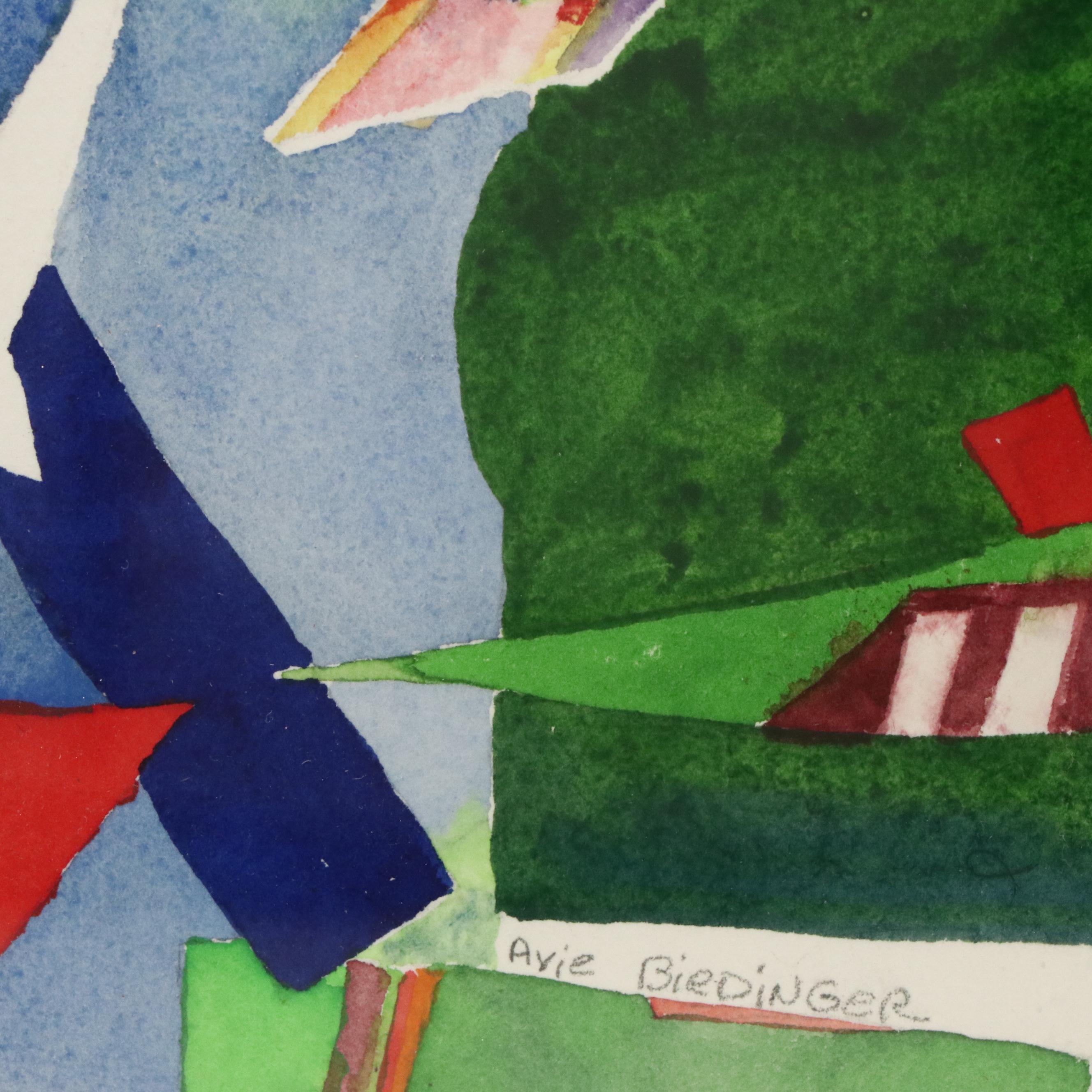 Avie Biedinger Abstract Watercolor Composition, Late 20th Century