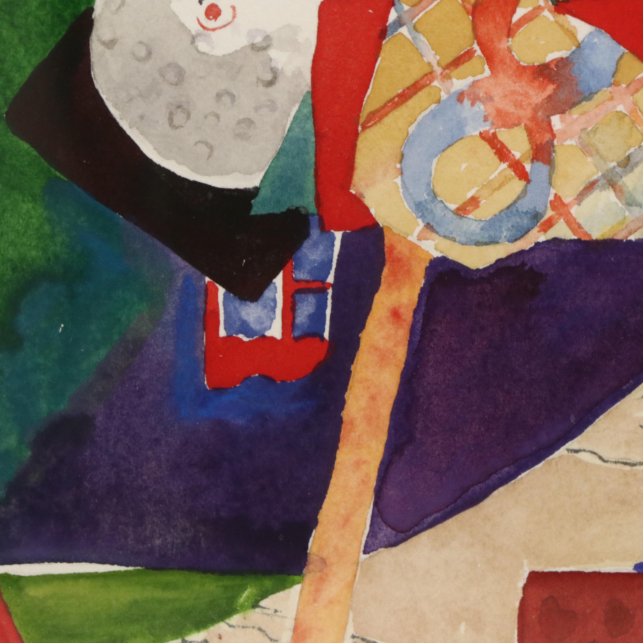 Avie Biedinger Abstract Watercolor Composition, Late 20th Century