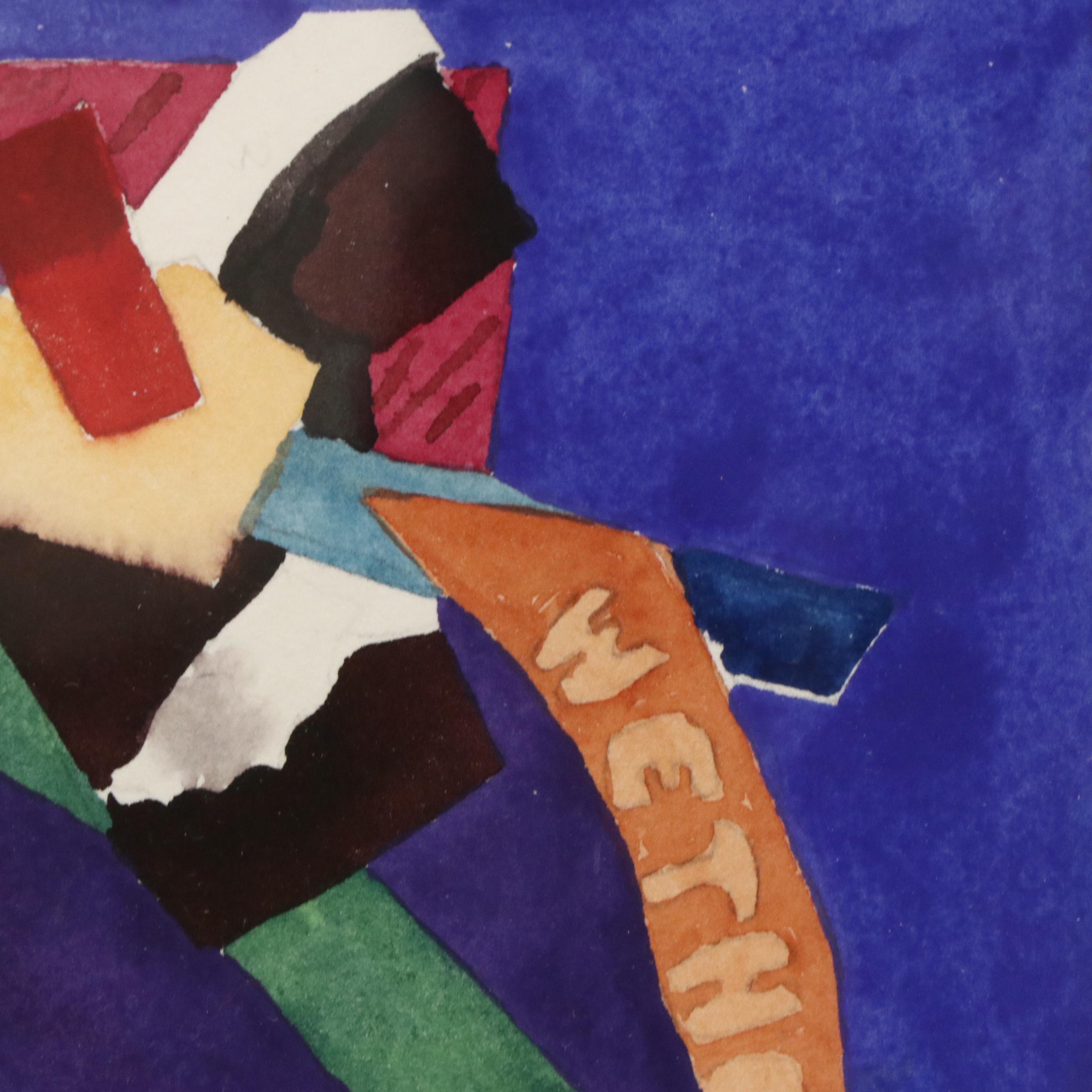 Avie Biedinger Abstract Watercolor Composition, Late 20th Century