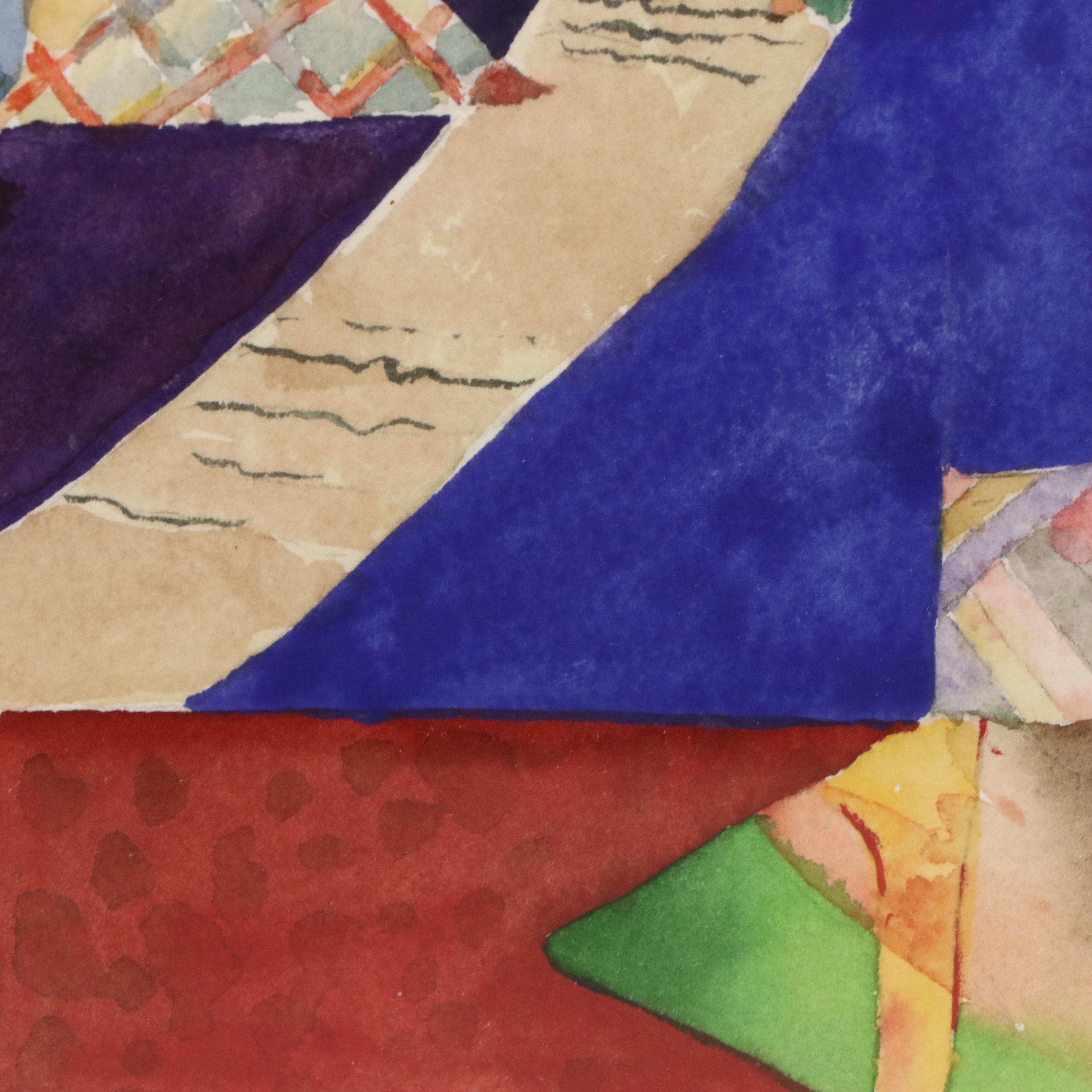 Avie Biedinger Abstract Watercolor Composition, Late 20th Century