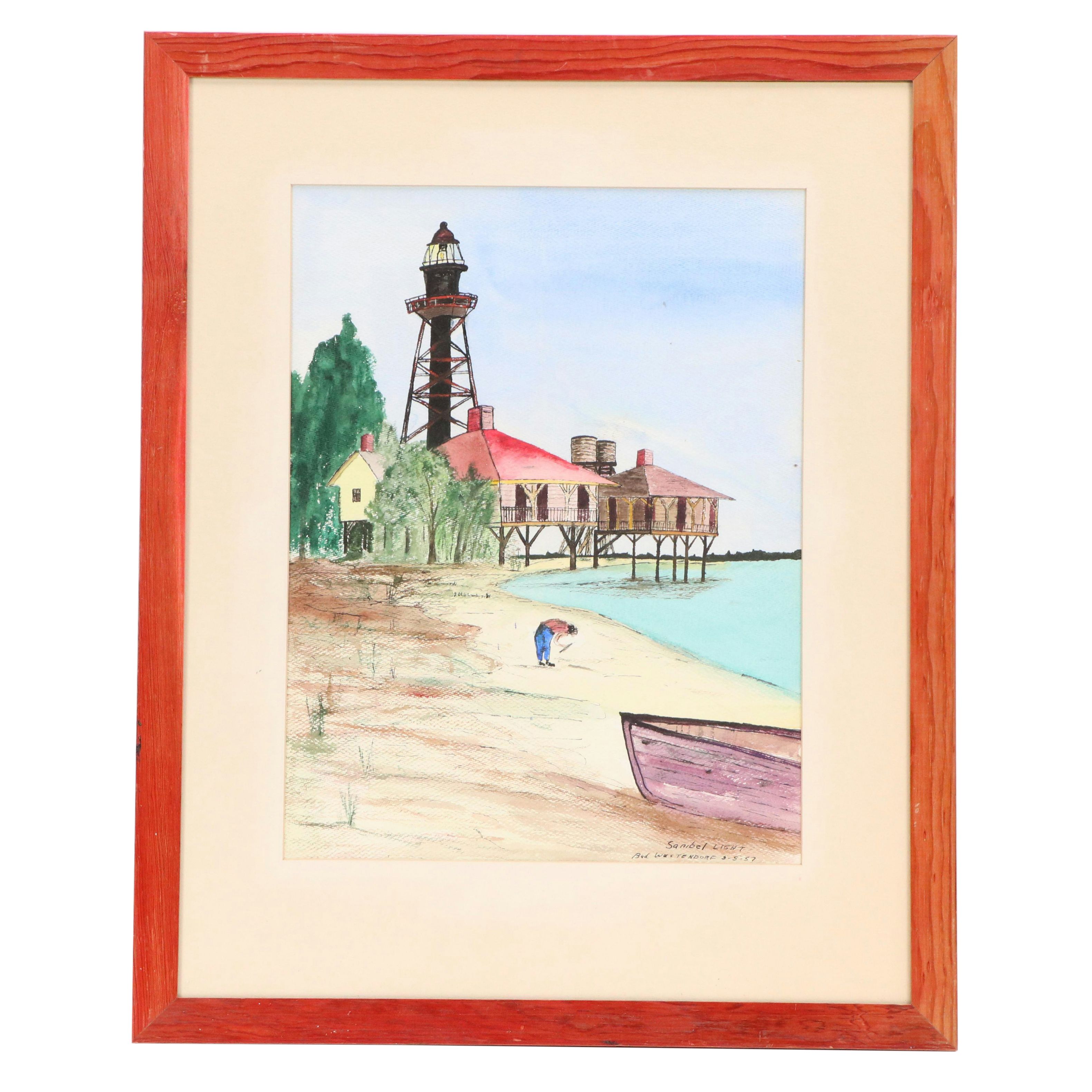 Bud Westendorf Coastal Watercolor Painting "Sanibel Light," 1957