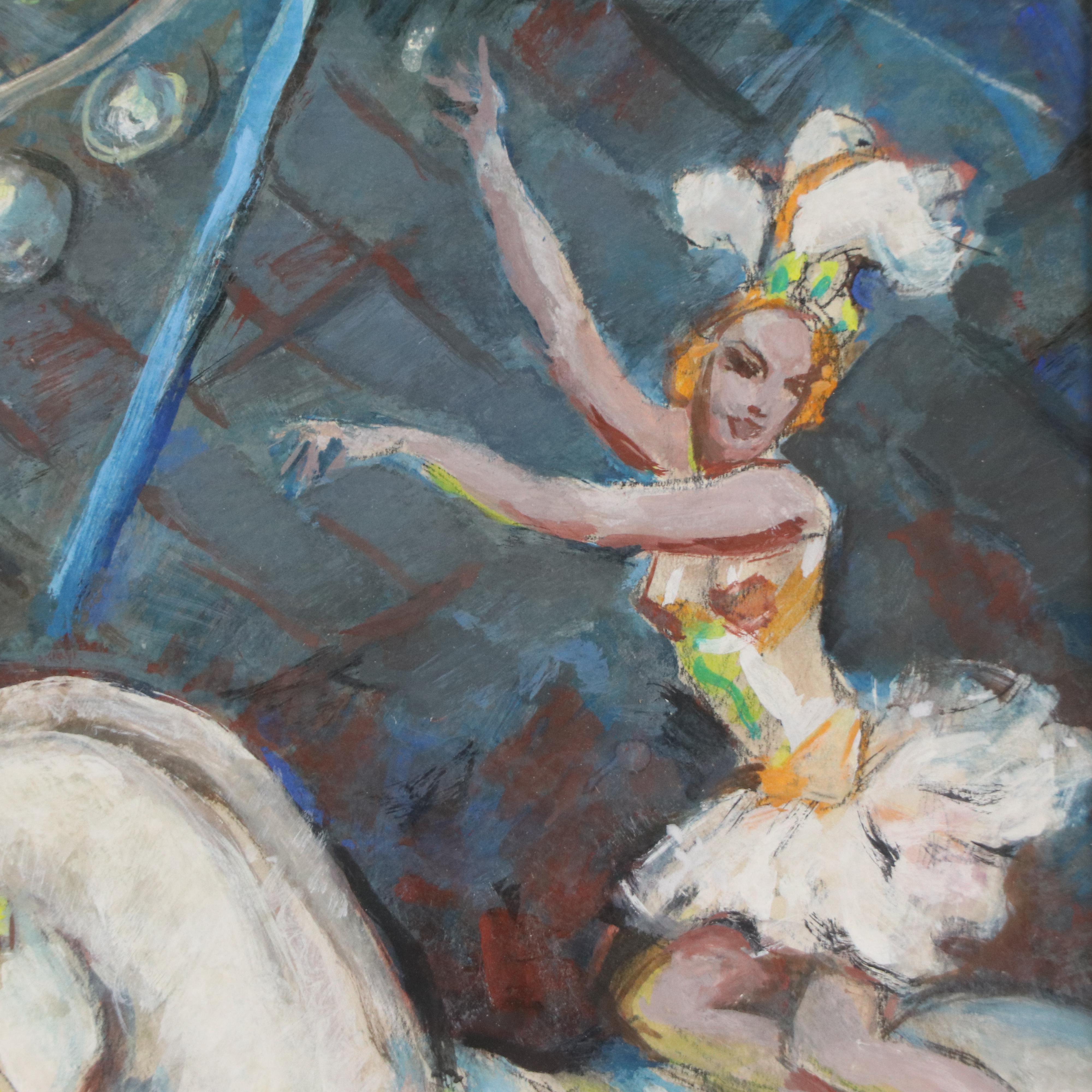 Glen Tracy Gouache Painting of Circus Scene with Horse, 1950