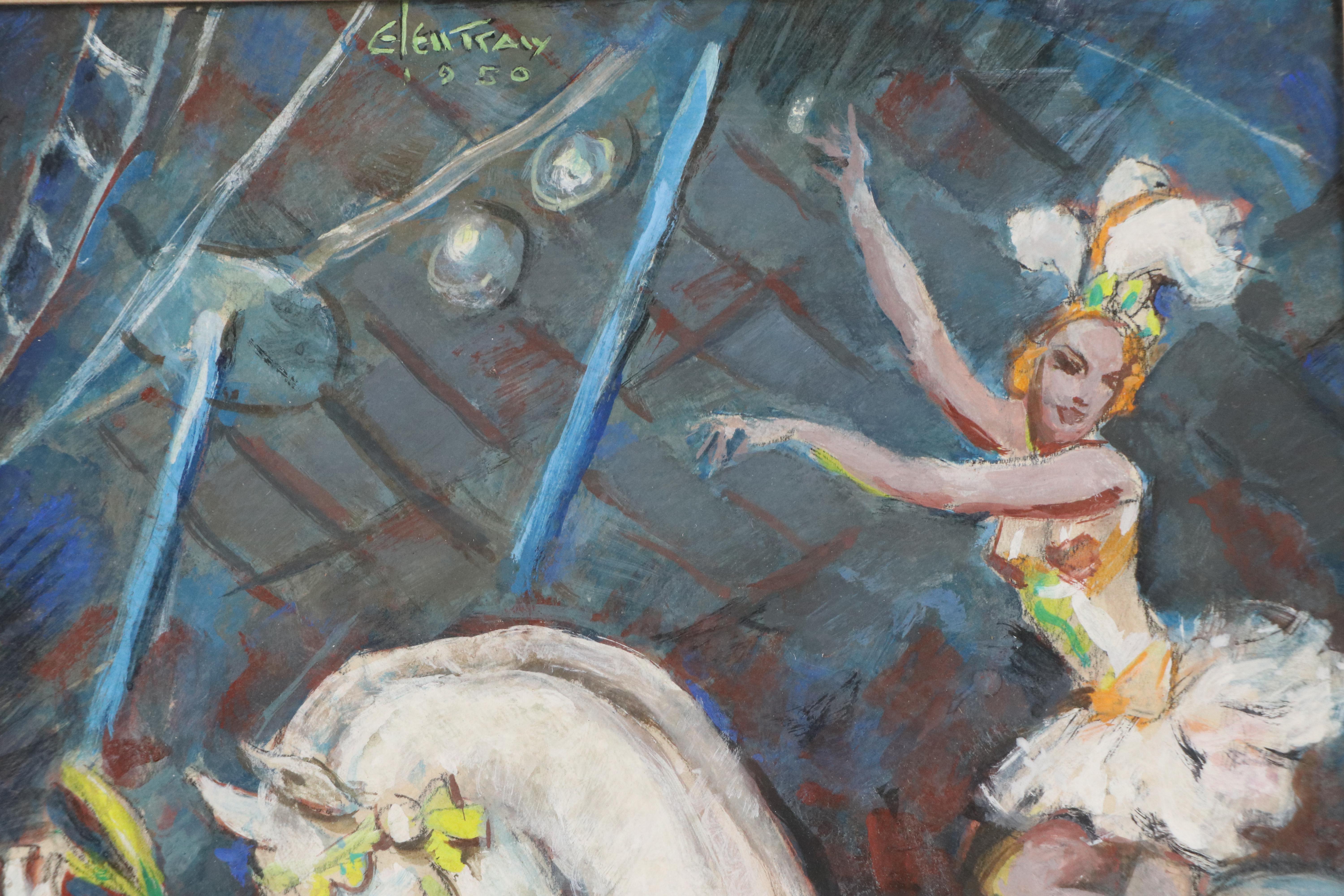 Glen Tracy Gouache Painting of Circus Scene with Horse, 1950