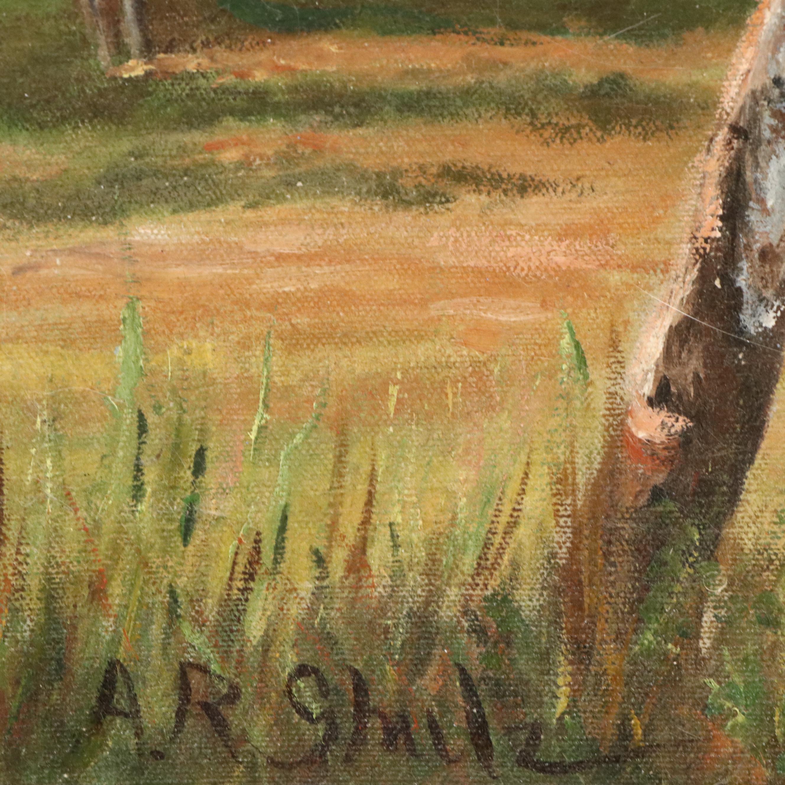 Adolph Robert Shulz Oil Landscape Painting, Circa 1971