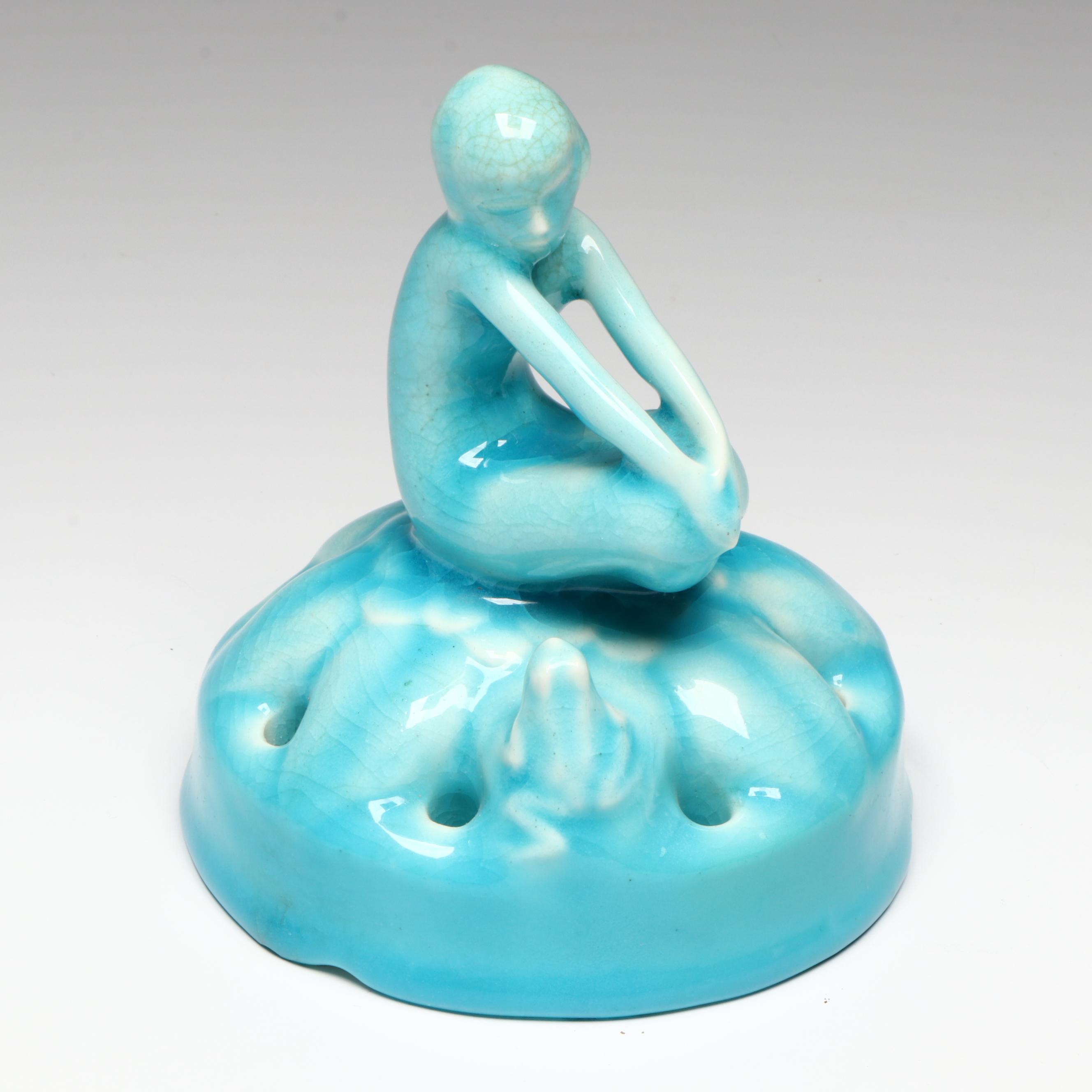 Rookwood Pottery Little Girl and Frog Flower Frog, 1926