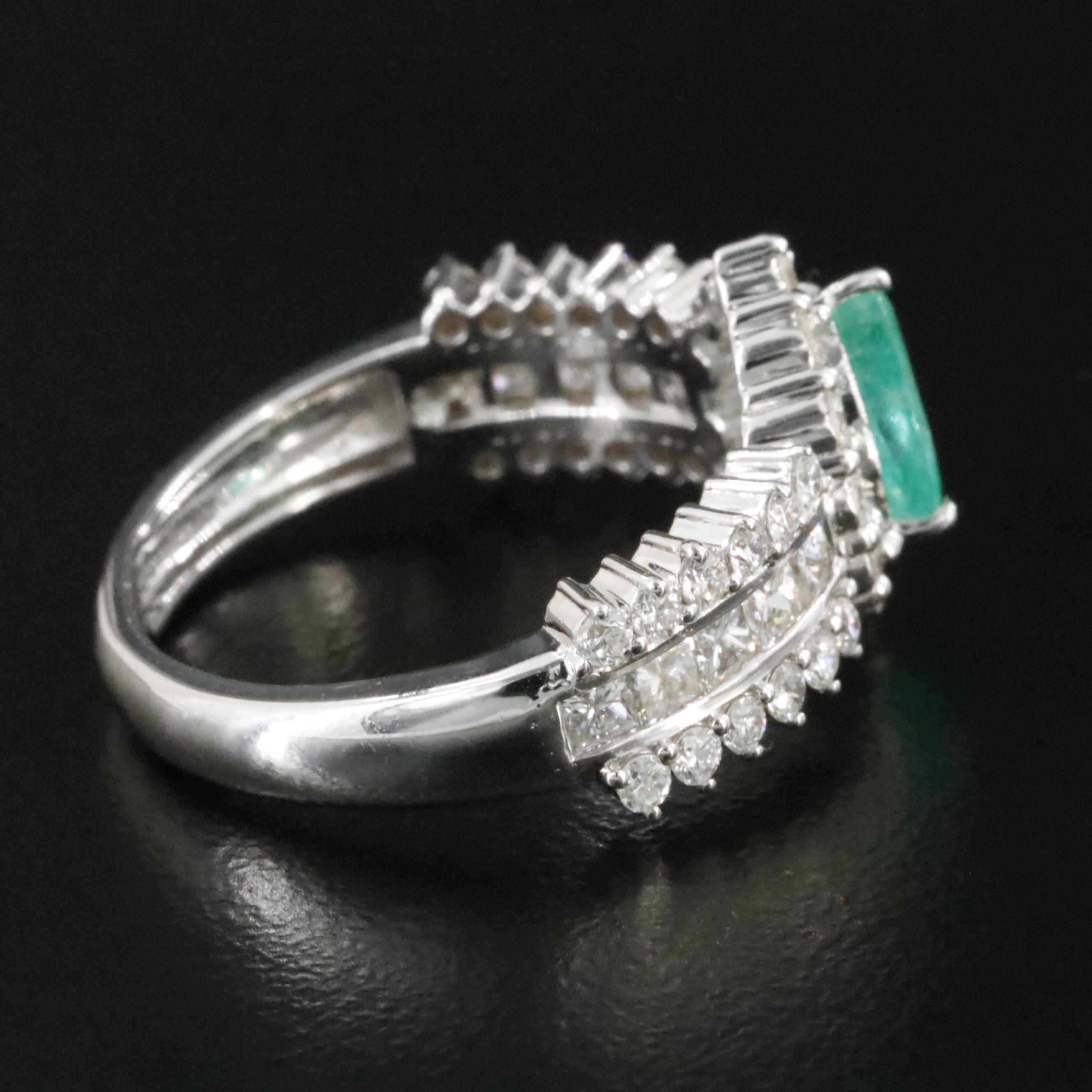 18K 1.15 CT Emerald and 1.11 CTW Diamond Ring