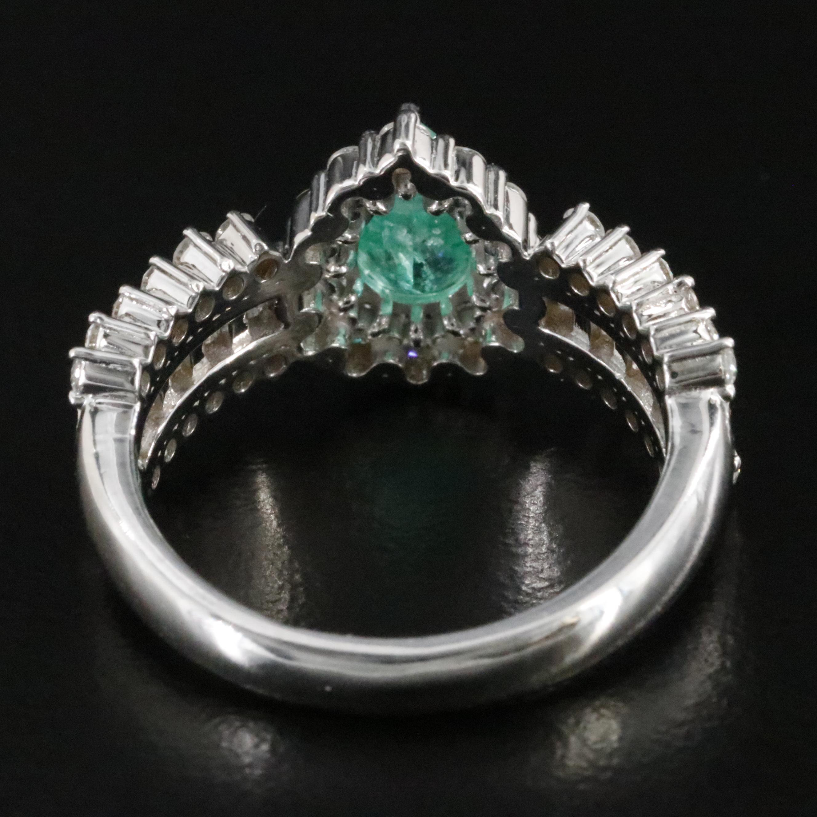 18K 1.15 CT Emerald and 1.11 CTW Diamond Ring