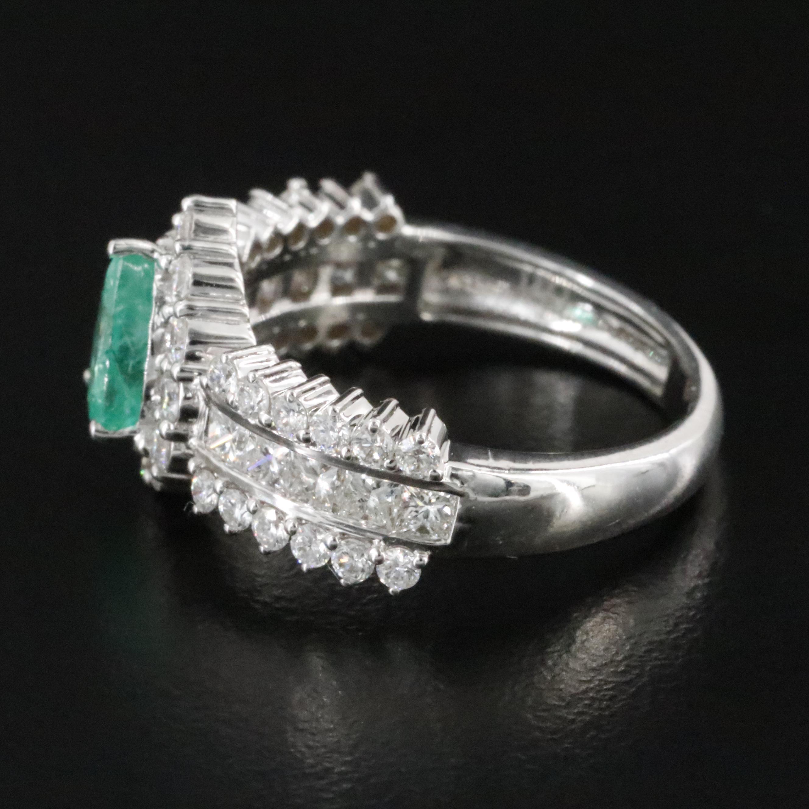 18K 1.15 CT Emerald and 1.11 CTW Diamond Ring