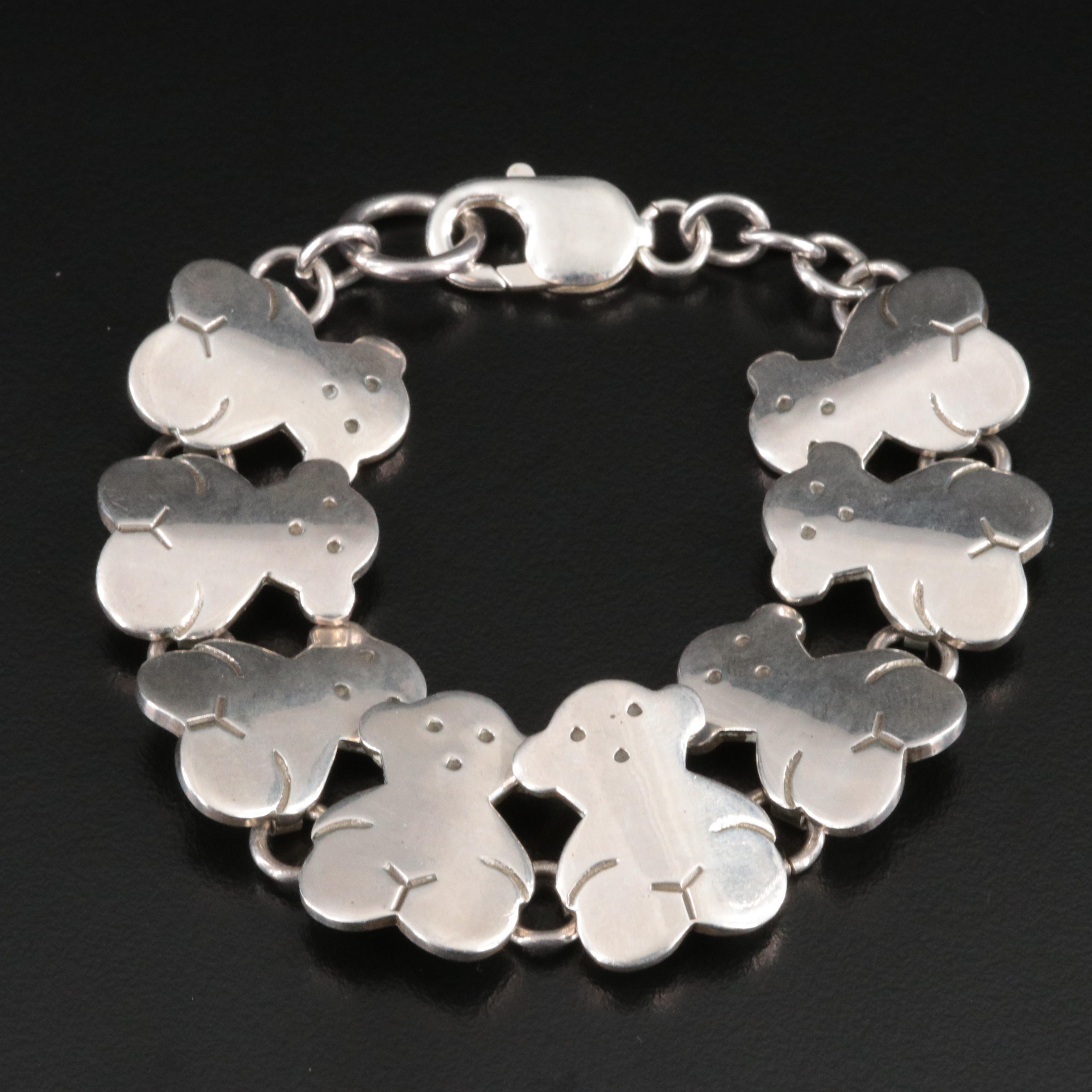 Sterling Bear Link Bracelet