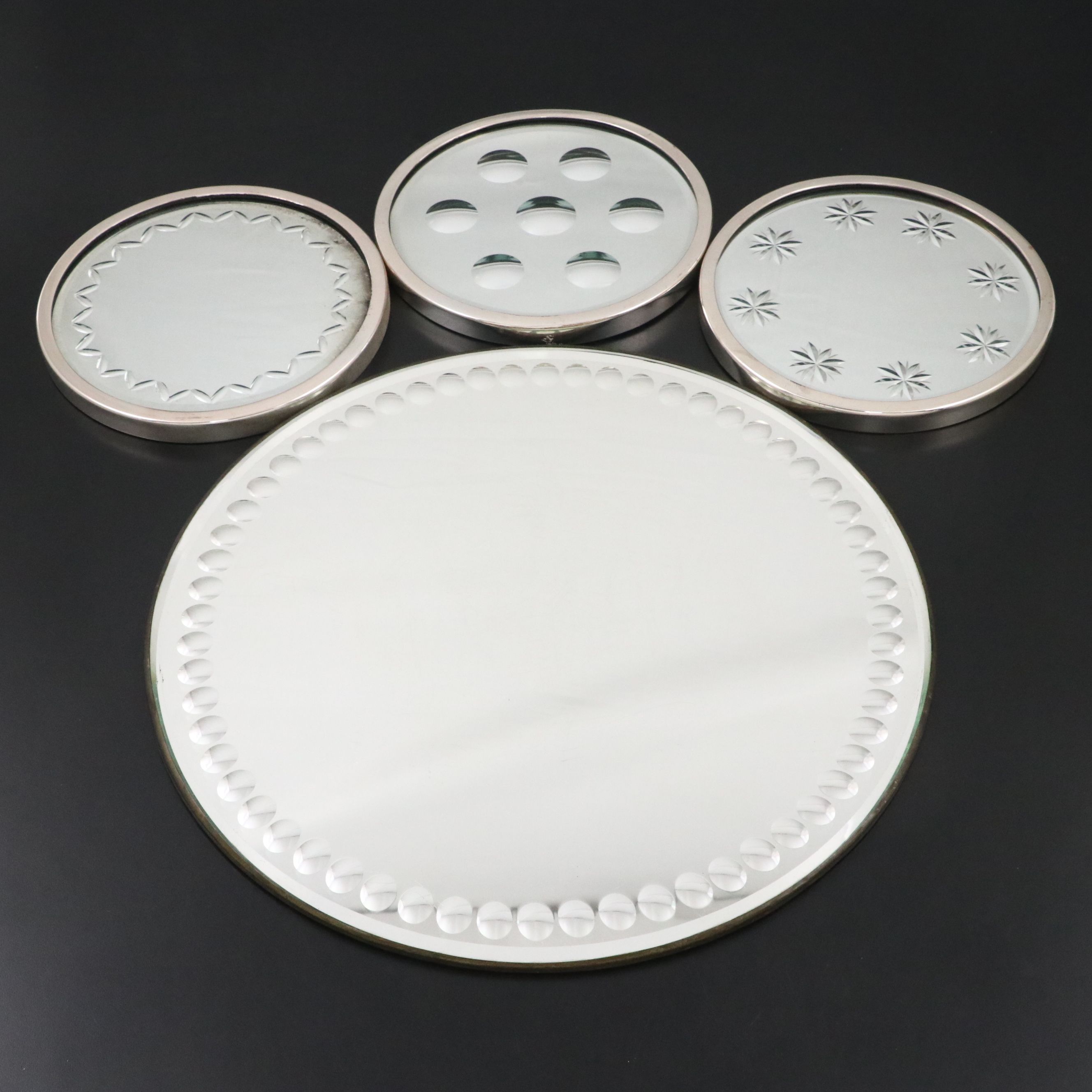 Two's Company Patterned Round Wall Mirrors