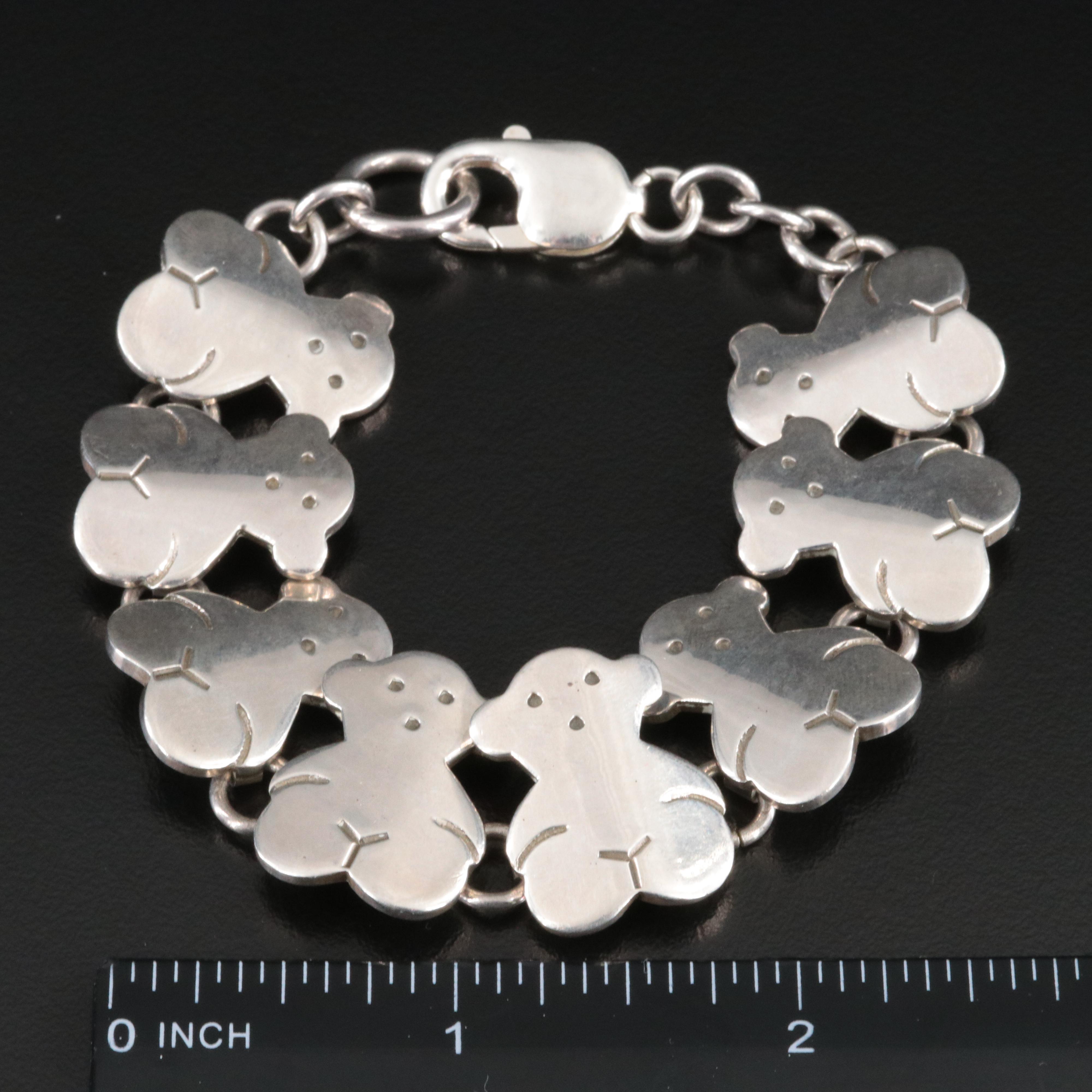 Sterling Bear Link Bracelet