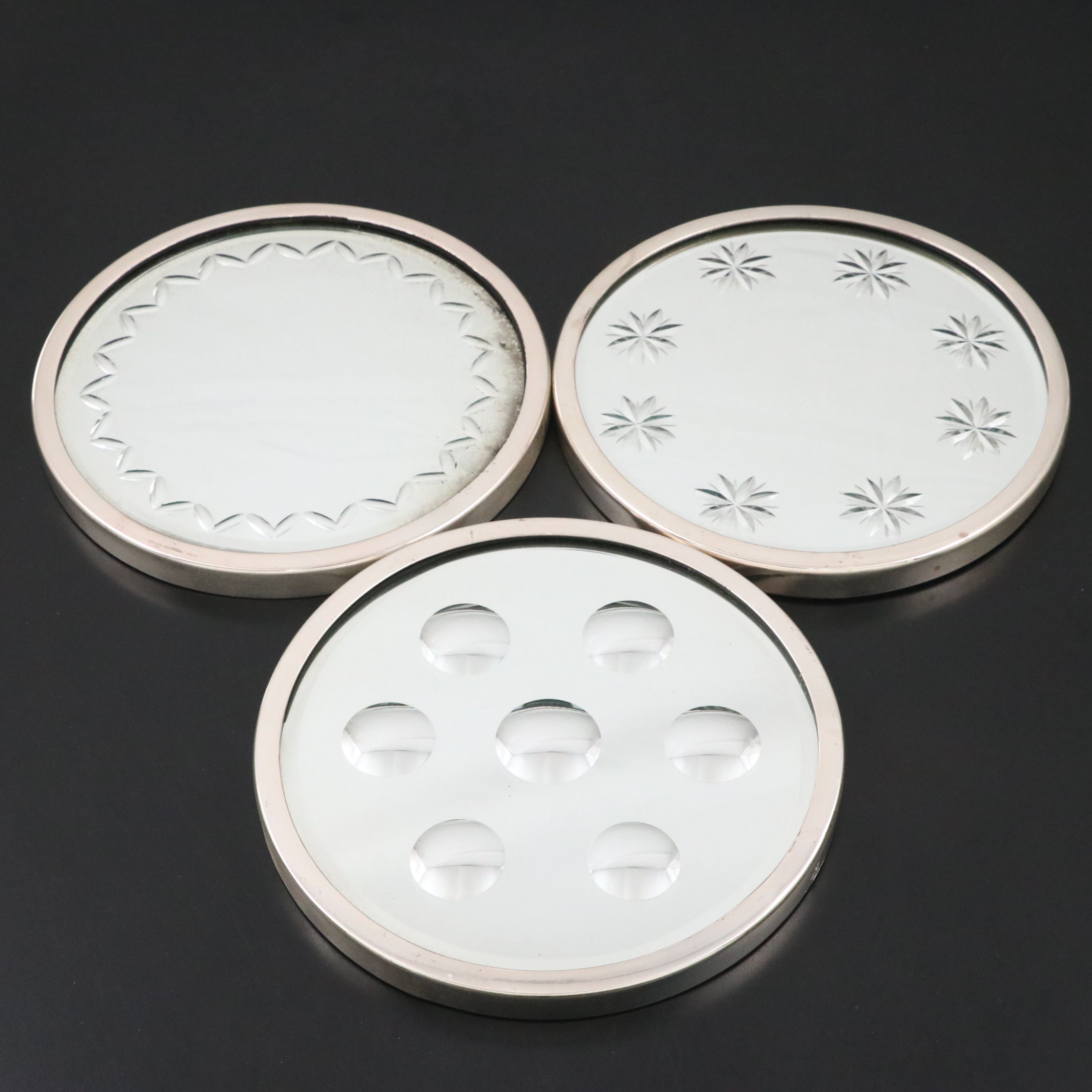 Two's Company Patterned Round Wall Mirrors