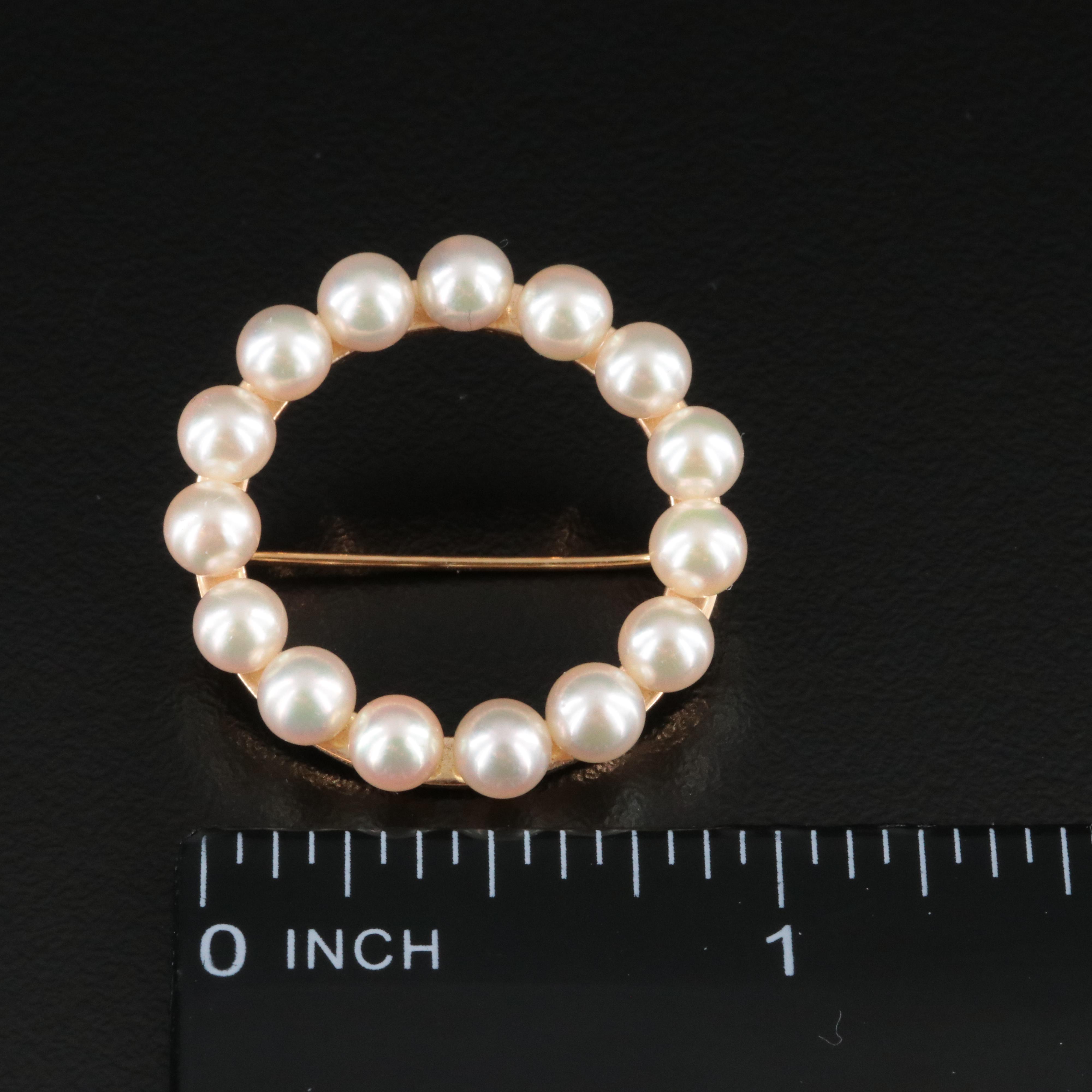 Vintage 14K Pearl Wreath Brooch