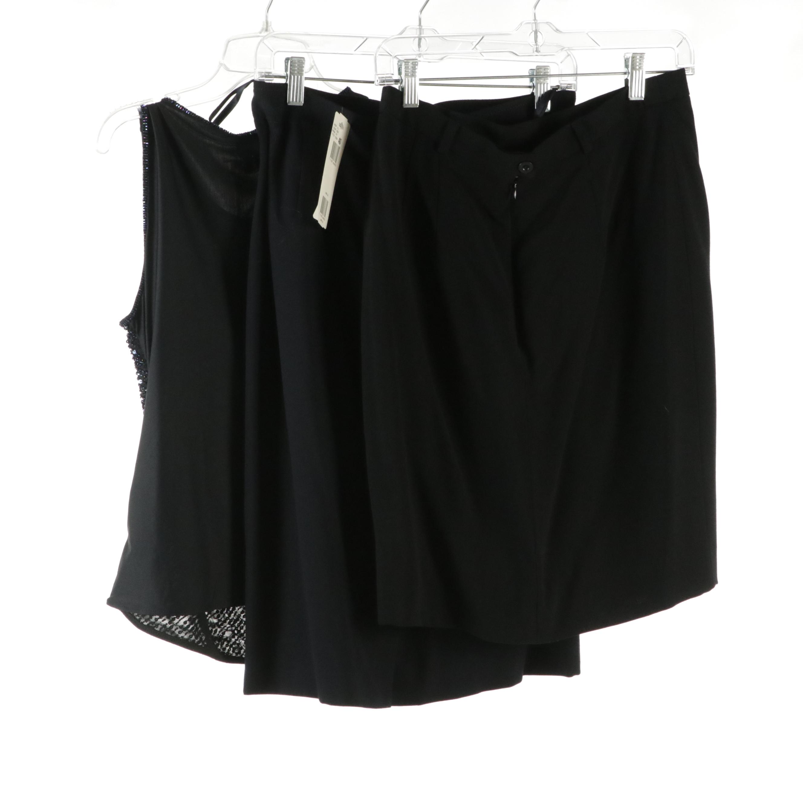 Escada Sequined and Beaded Sleeveless Top and Black Skirts