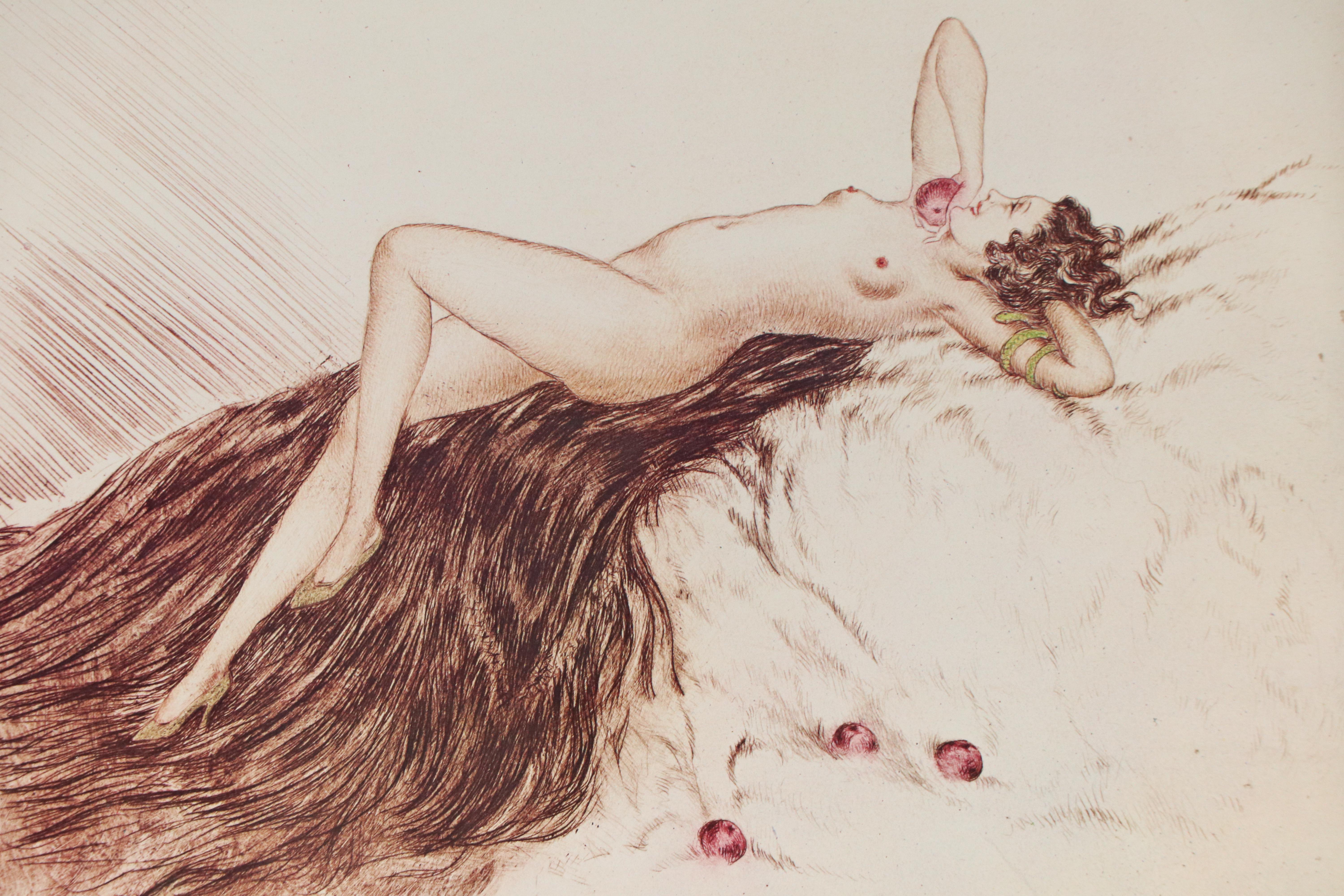 Offset Lithograph After Louis Icart "Love's Awakening," 1979