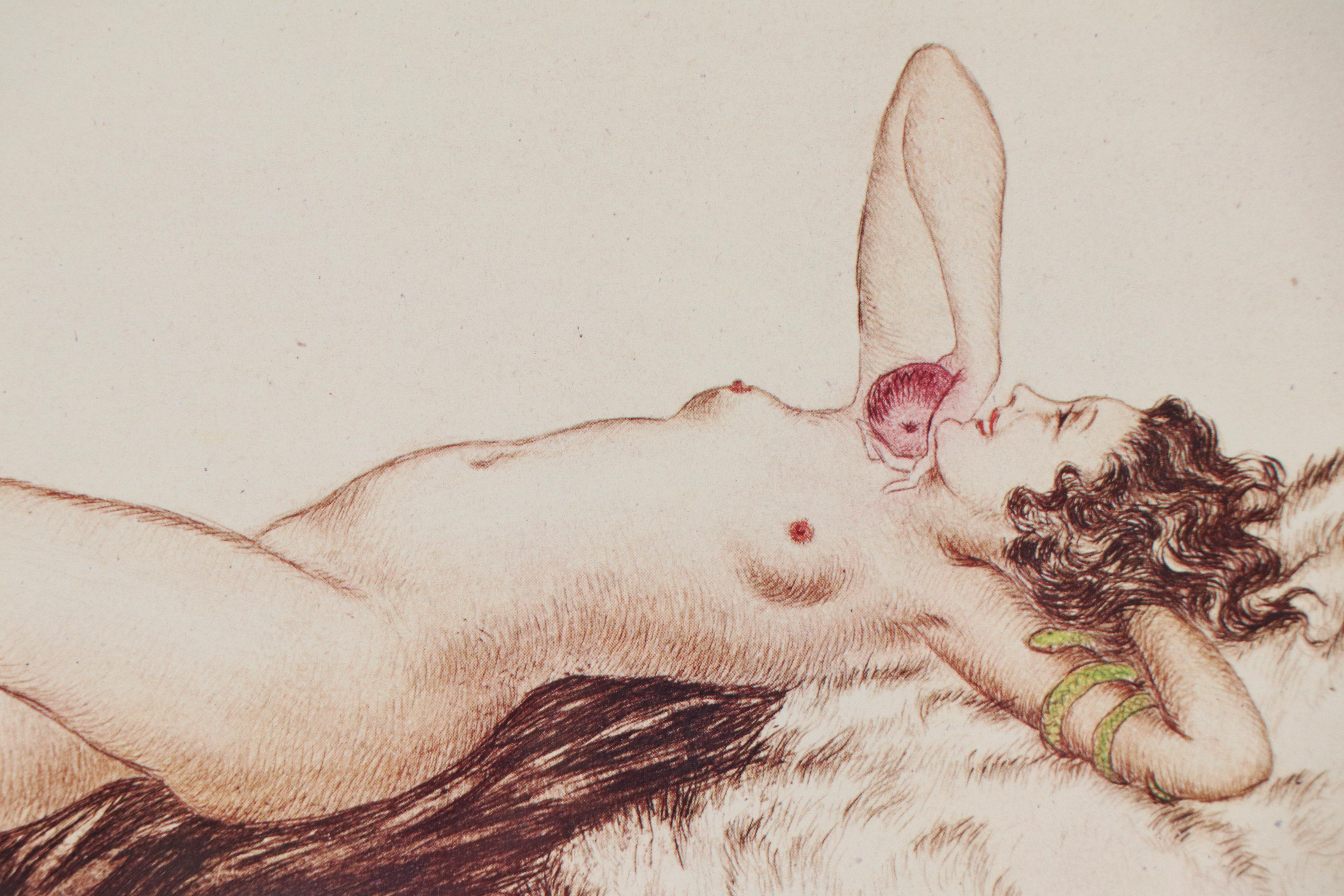 Offset Lithograph After Louis Icart "Love's Awakening," 1979