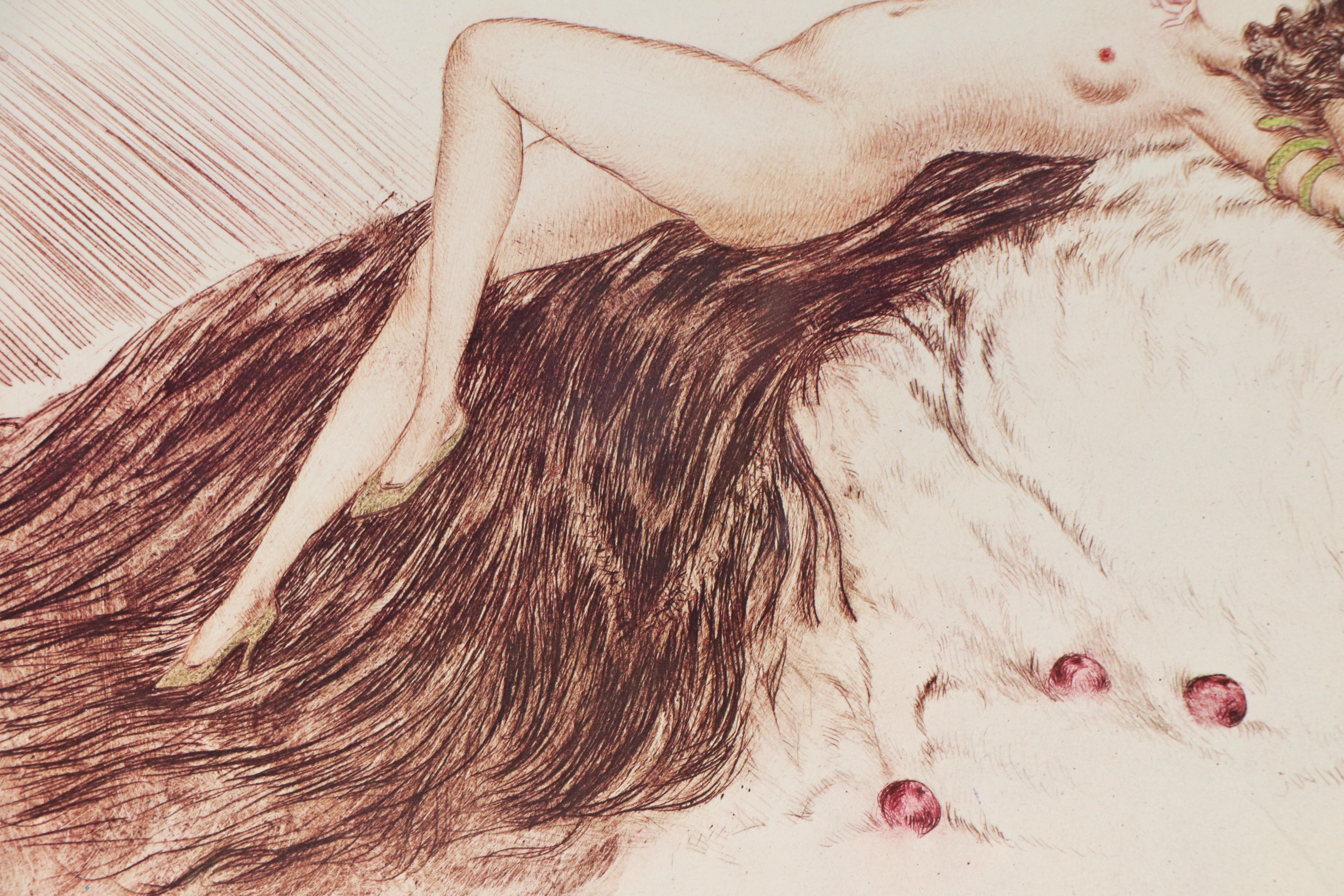 Offset Lithograph After Louis Icart "Love's Awakening," 1979
